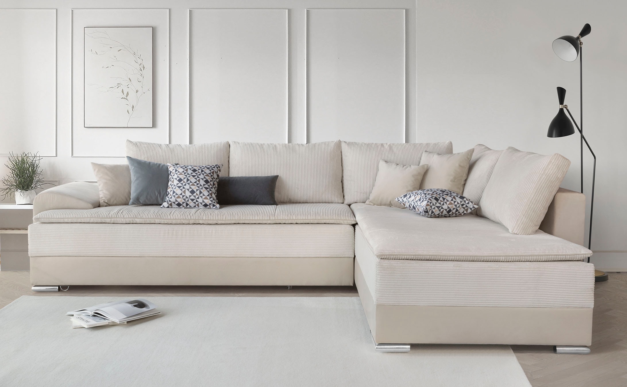 Home affaire Ecksofa "Night & Day L-Form, B: 324 cm, Dauer-Schlaffunktion und Armlehne" Schlaffunktion & Bettkasten, Boxspringbett 180x200 cm