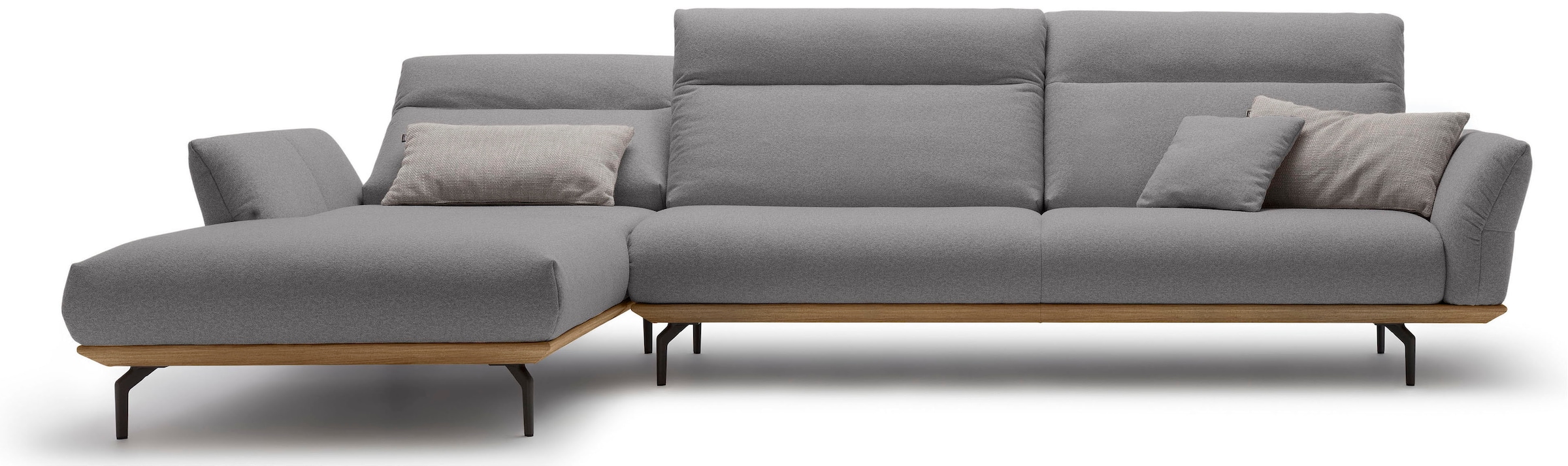 hülsta sofa Ecksofa »hs.460«, Sockel in Nussbaum, Winkelfüße in Umbragrau, Breite 338 cm