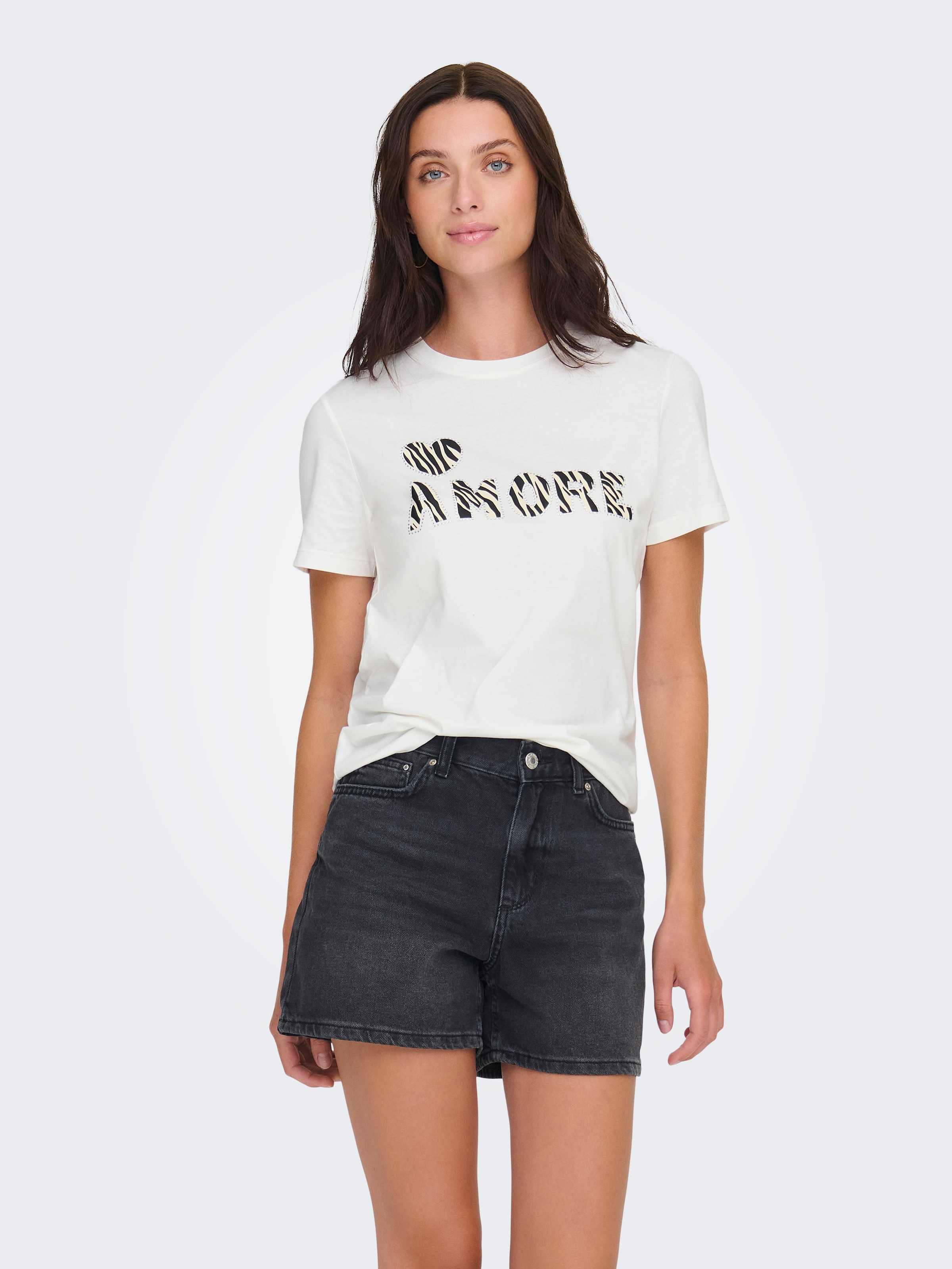 ONLY T-Shirt "ONLDITTE LIFE RHNSTN S/S ANIMAL TOP JRS" günstig online kaufen