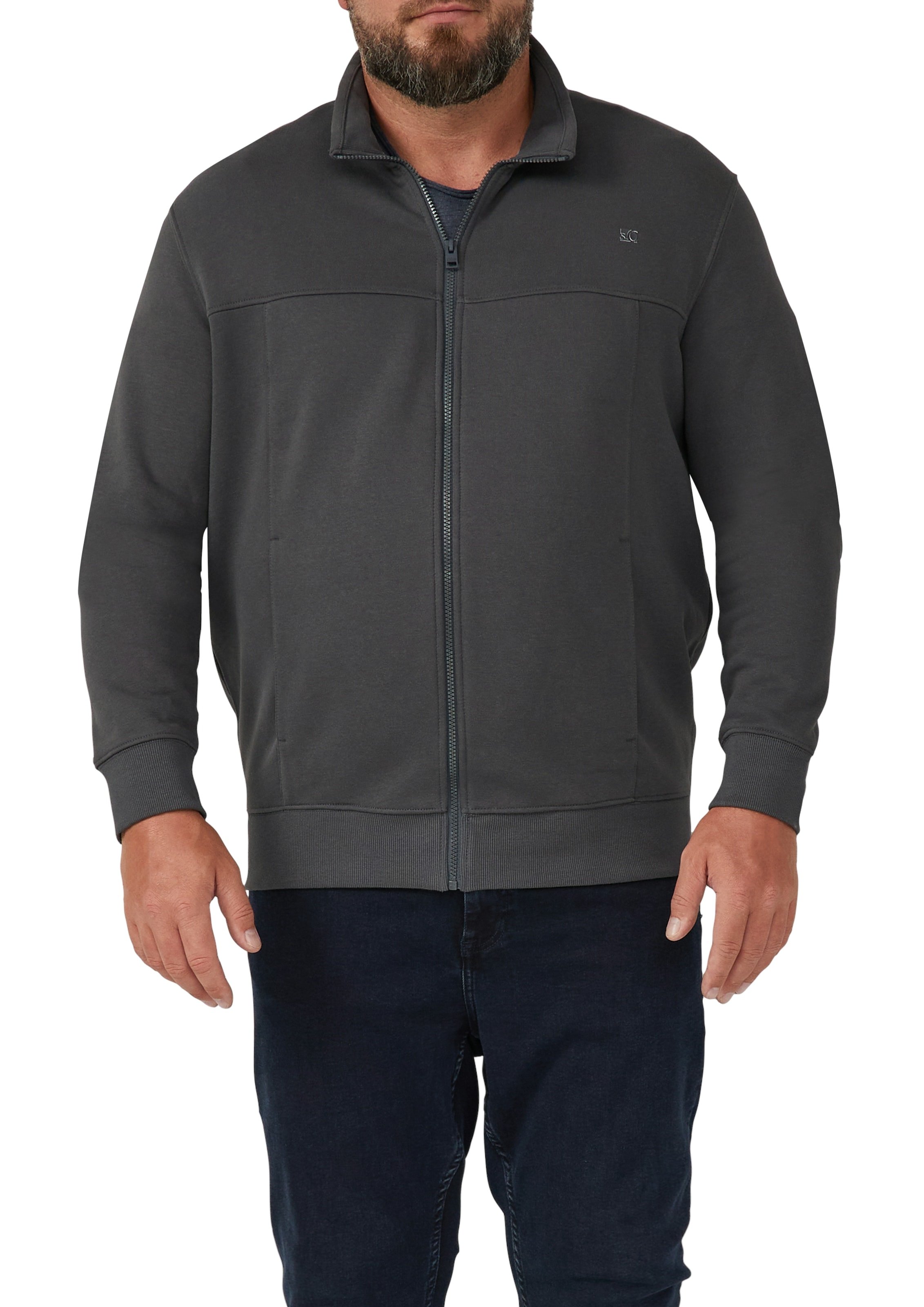 s.Oliver Men Big Sizes Sweatjacke mit Reißverschluss und Stehkragen günstig online kaufen