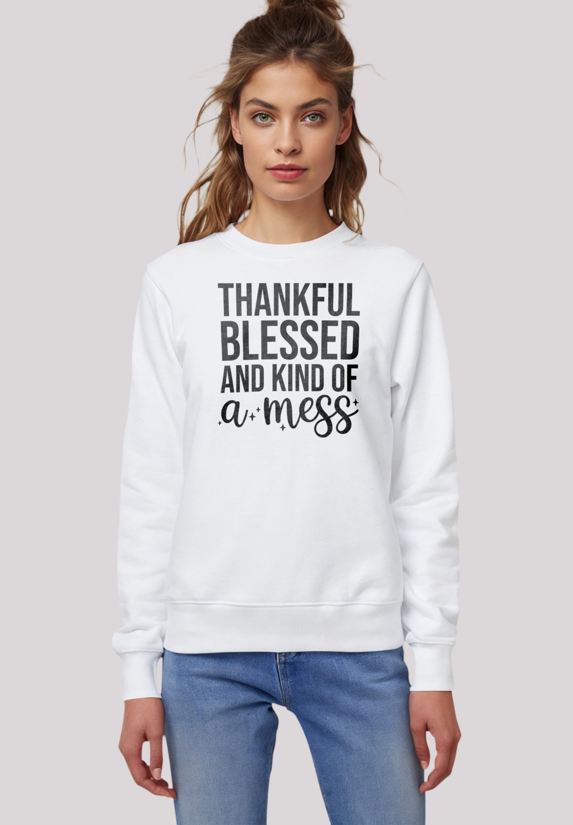 Sweatshirt »thankful blessed and kind of a mess«, Premium Qualität