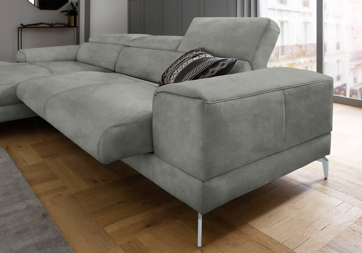 W.SCHILLIG Ecksofa »piedroo, Designsofa mit tollem Sitzkomfort, bequem und elegant, L-Form«, Kopfteilverstellung, wahlweise mit Sitztiefenverstellung, Breite 303cm