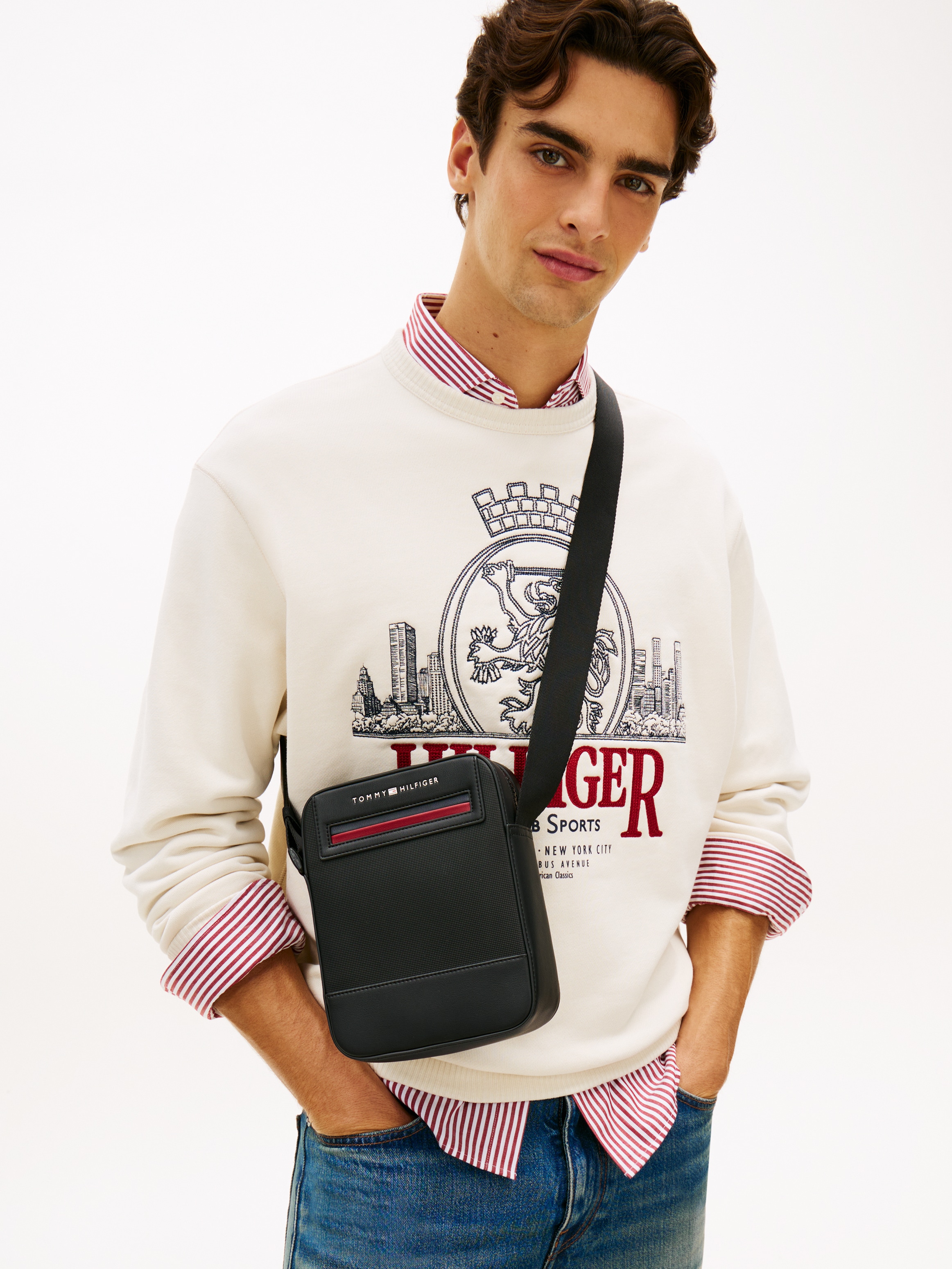 Tommy Hilfiger Umhängetasche »TH FOUNDAITON MINI REPORTER« Unisex Schultertasche, Crossbody-Bag mit Logoschriftzug