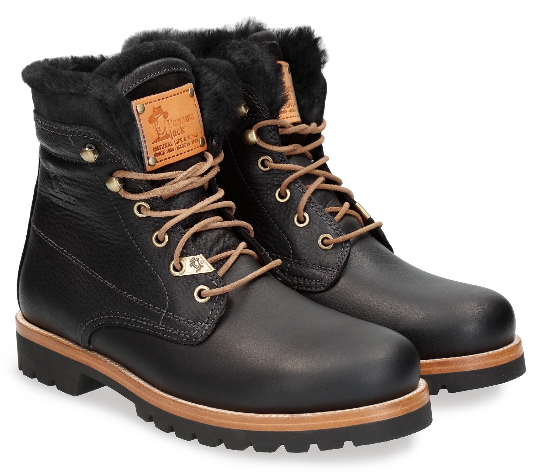 Panama Jack Winterboots "Aviator Igloo", Blockabsatz, Winterstiefelette, Schnürboots mit Logo-Aufnäher