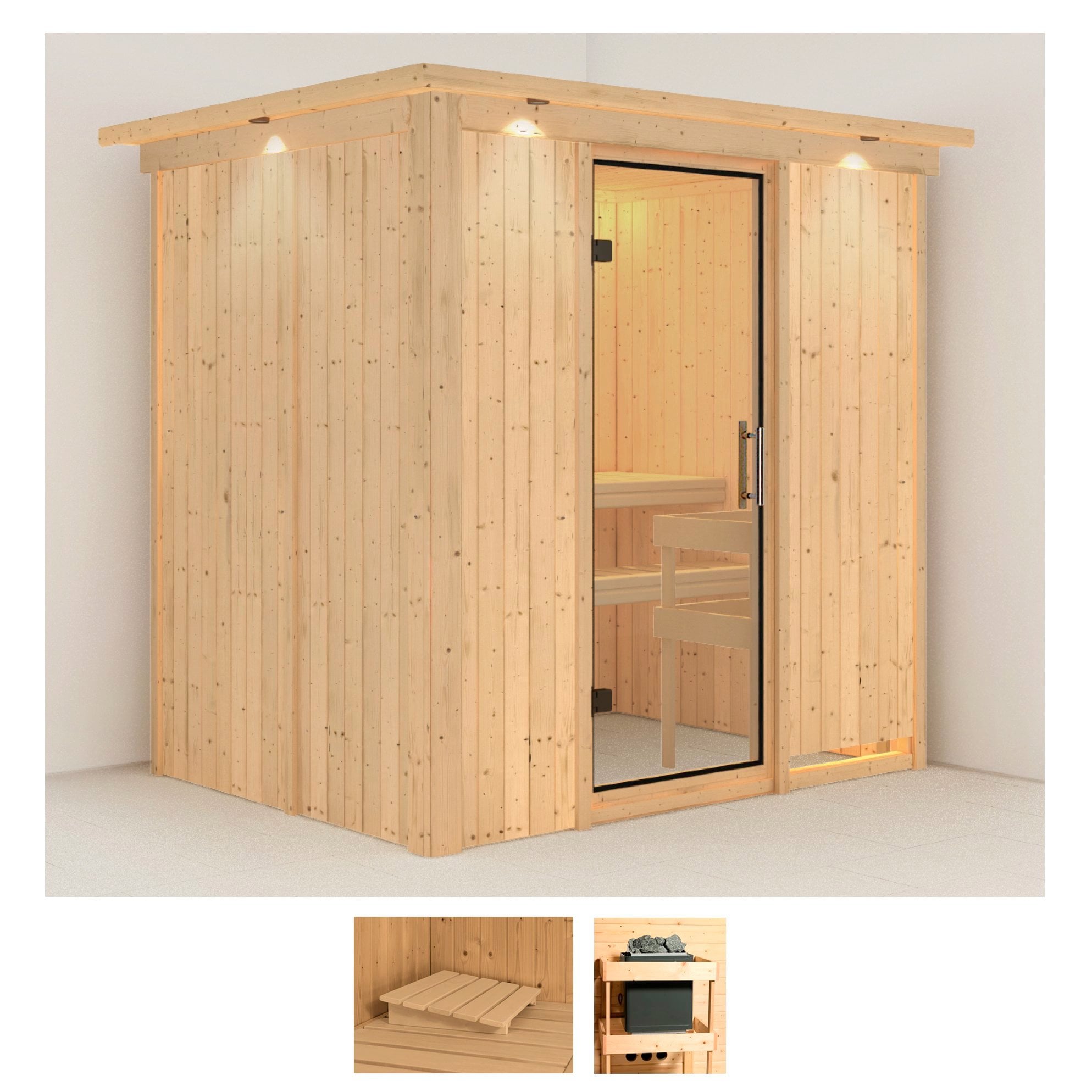 Karibu Sauna "Bedine" Set, ohne Ofen