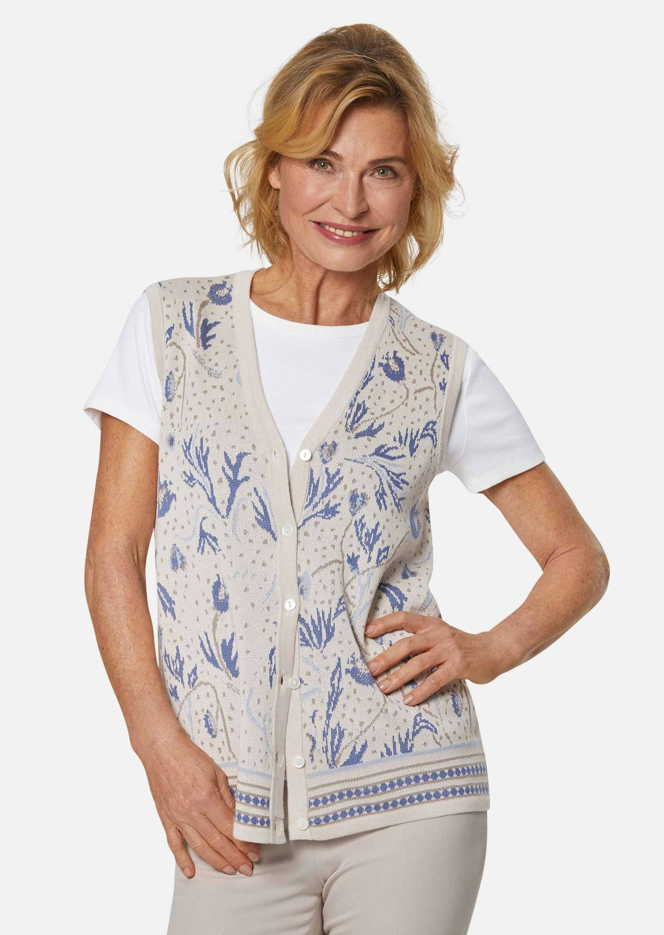 GOLDNER Strickjacke »Jacquardweste Kaschierende Jacquard-Strickweste in hochwertiger Qualität«