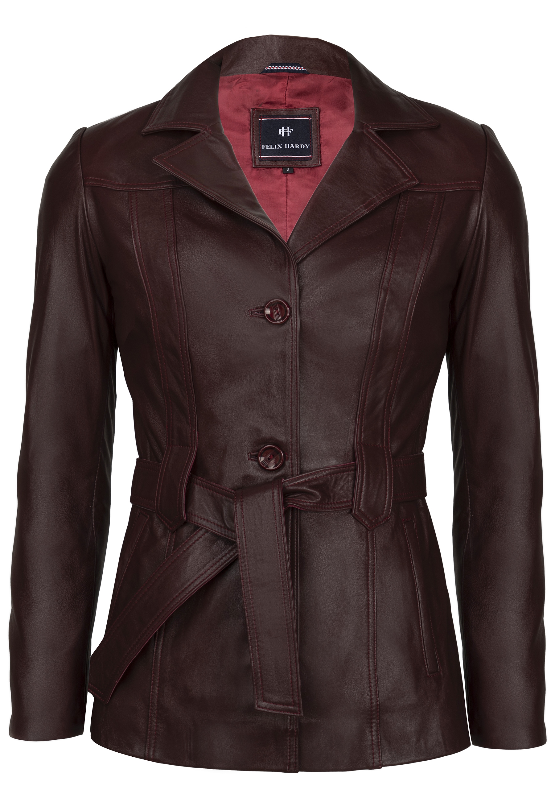 Felix Hardy Lederjacke "Lederjacke mit Gürtel und Knöpfen" günstig online kaufen