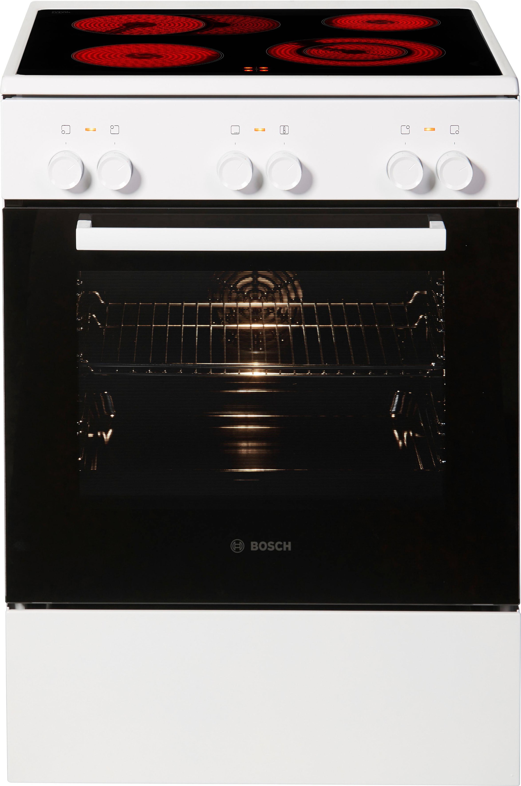 BOSCH Elektro-Standherd "HKA090220", weiß, Herdsets, Perfekte Back- und Bratergebnisse dank Glaskeramik und 3D Heißluft