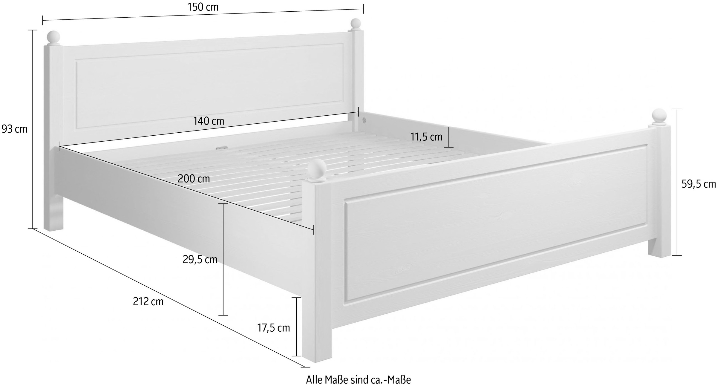 Home affaire Massivholzbett »Mila, hohe Belastbarkeit Jugendbett,! FSC® zertifiziertes Massivholz«, (Breite/Belastbarkeit 180cm/220 KG, 140cm/180 KG, 90cm/=120 KG), aus massiver Kiefer, inklusive Lattenrost