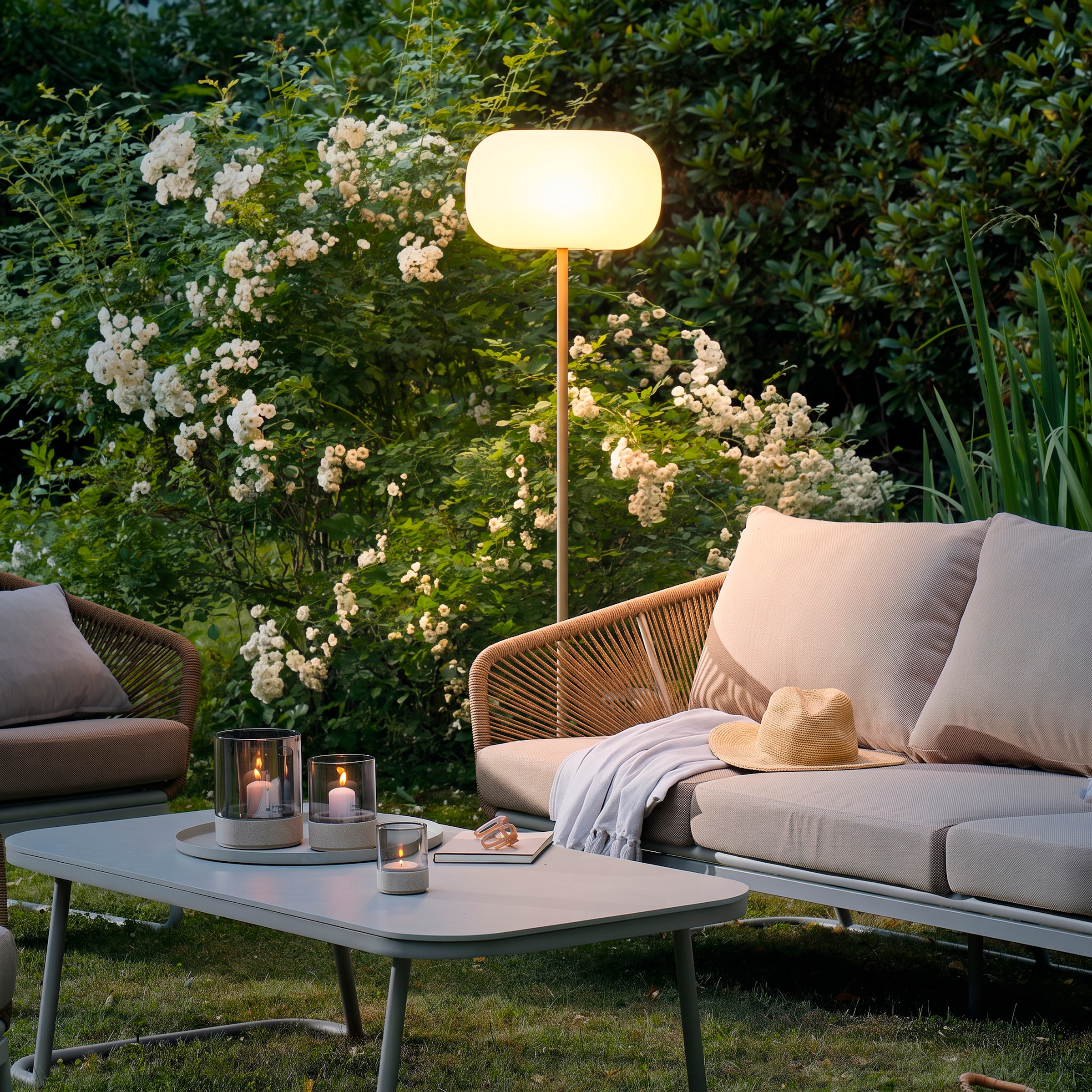 SCHÖNER WOHNEN-Kollektion LED Außen-Stehlampe »LUMARA« LED-Board 1 Stk. Warmweiß Kabellose Akku-Lampe, dimmbar, IP54, Macchiato – für innen & außen