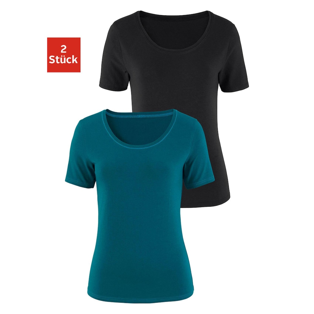 Vivance Kurzarmshirt, (2er-Pack)