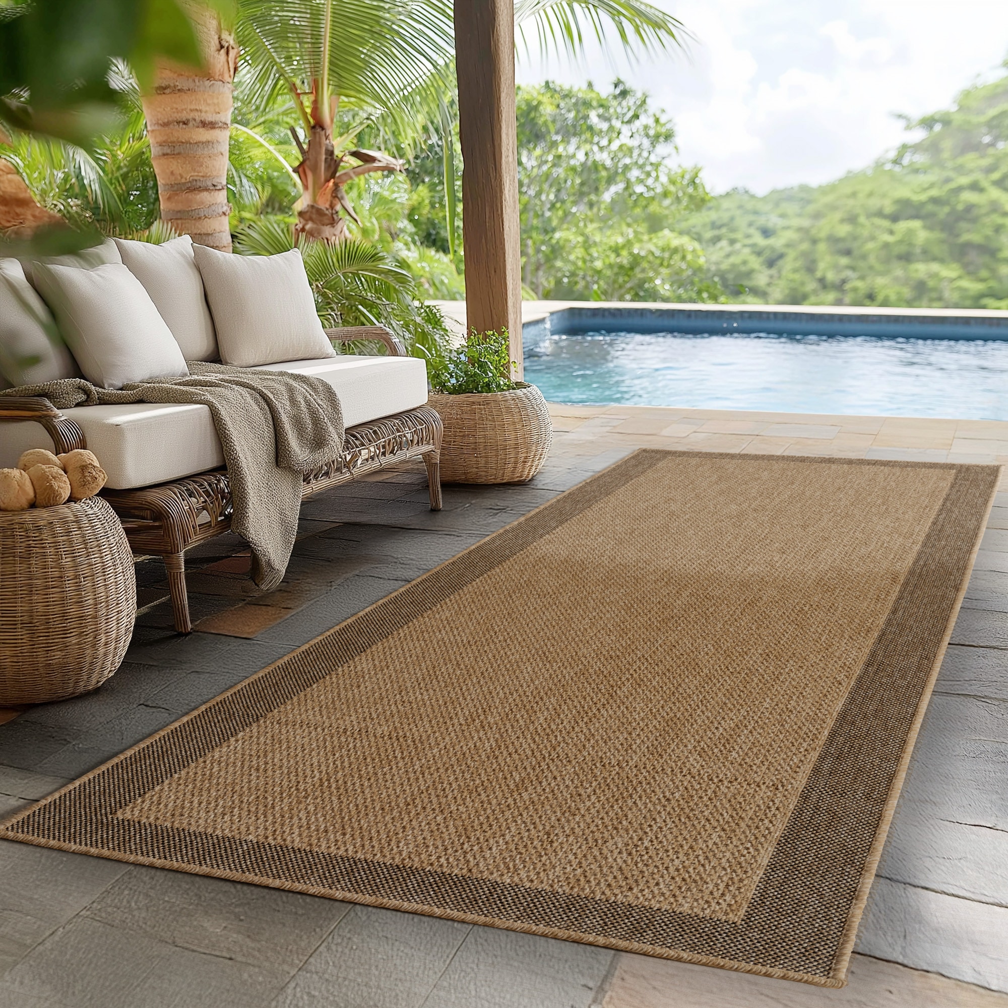 Ayyildiz Teppiche Outdoorteppich "TIMBER 1402,auch als Läufer und Rund" rechteckig 5 mm Höhe In und Outdoor, Jute Sisal Optik, Wohnzimmer, Terrasse