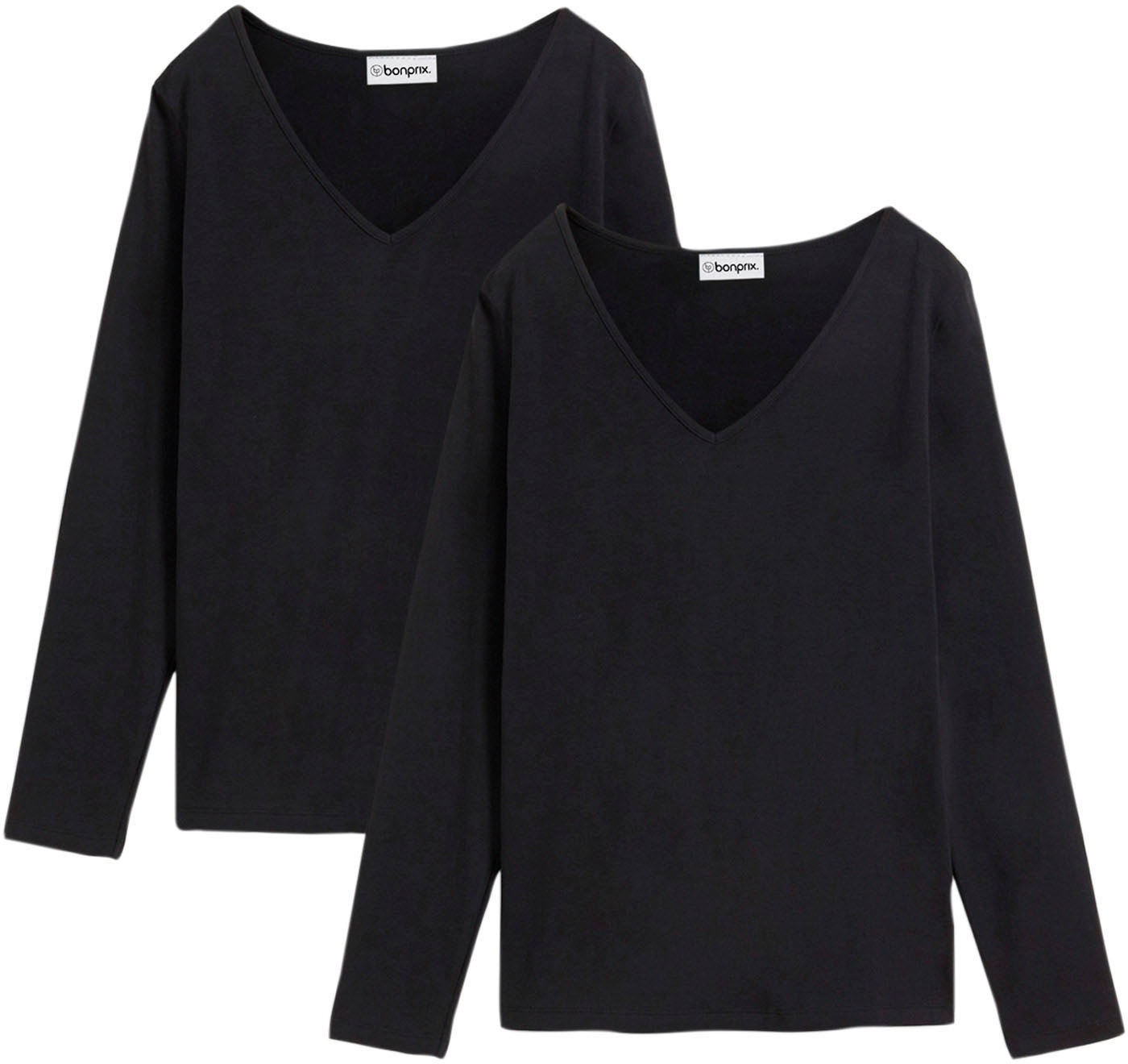 bonprix Langarmshirt "Figurbetontes Langarmshirt (2er Pack)" Packung, 2 Stk günstig online kaufen