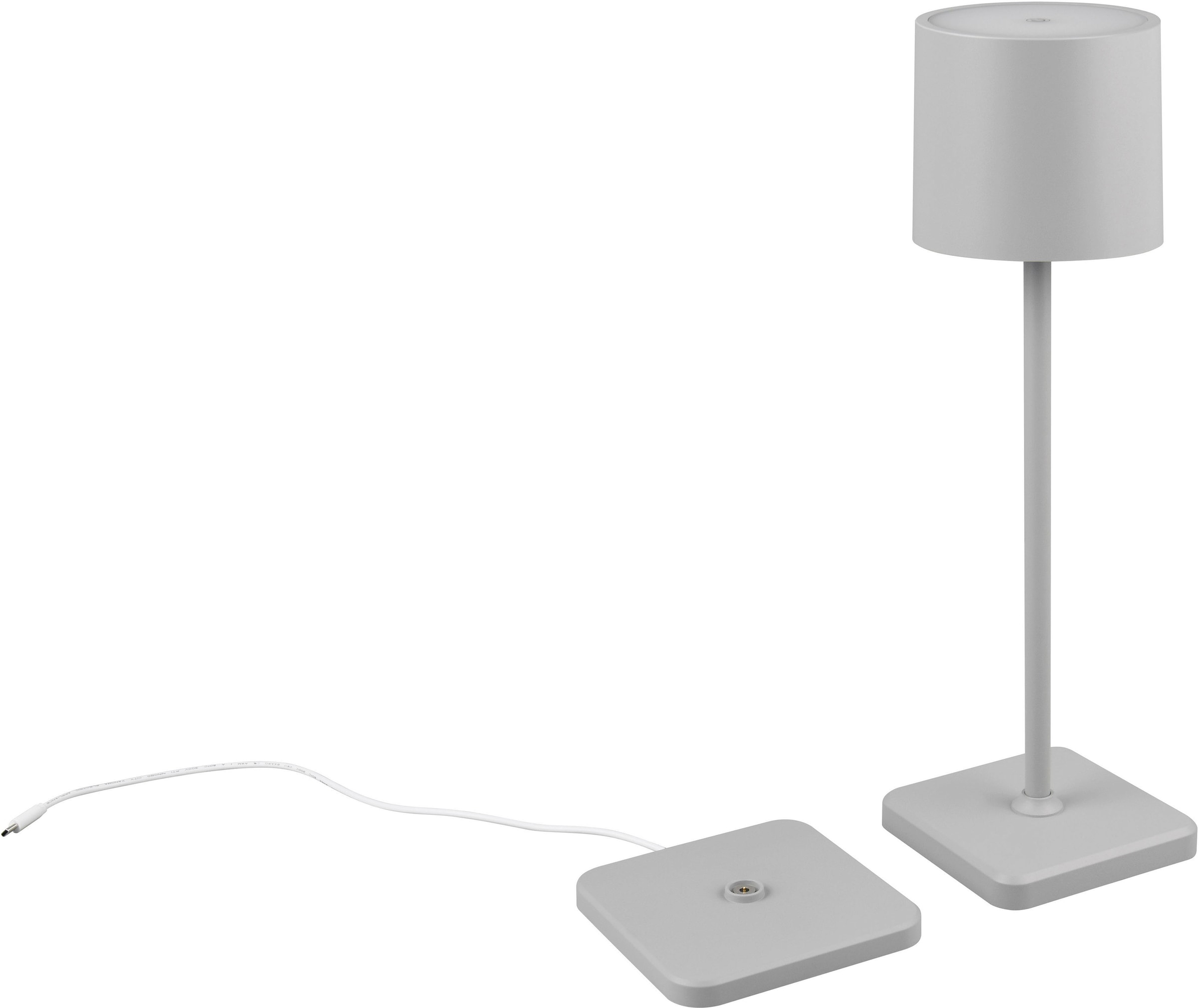 REALITY Leuchten LED Außen-Tischleuchte "Fernandez" LED-Board 1 Stk. Farbwechsler warmweiß - kaltweiß Garten Akku Tischlampe USB Ladestation dimmbar Lichtfarbe einstellbar