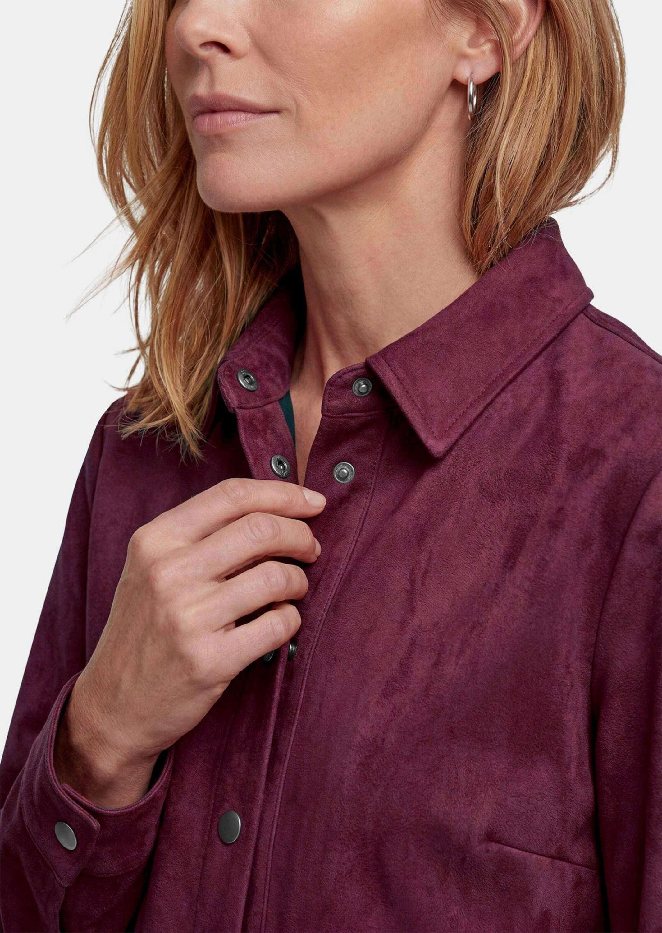 GOLDNER Kurzjacke »Kurzgröße Hemdjacke in Veloursleder-Optik« seitliche Eingriffstaschen