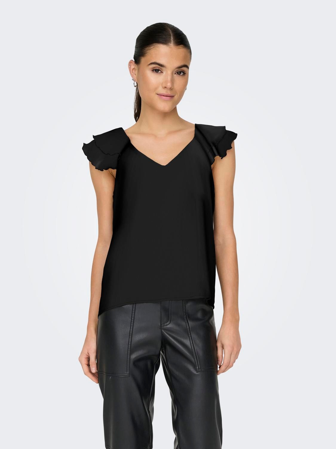ONLY Blusenshirt "ONLASTA LIFE CAPSLEEVE V-NECK TOP PTM" günstig online kaufen