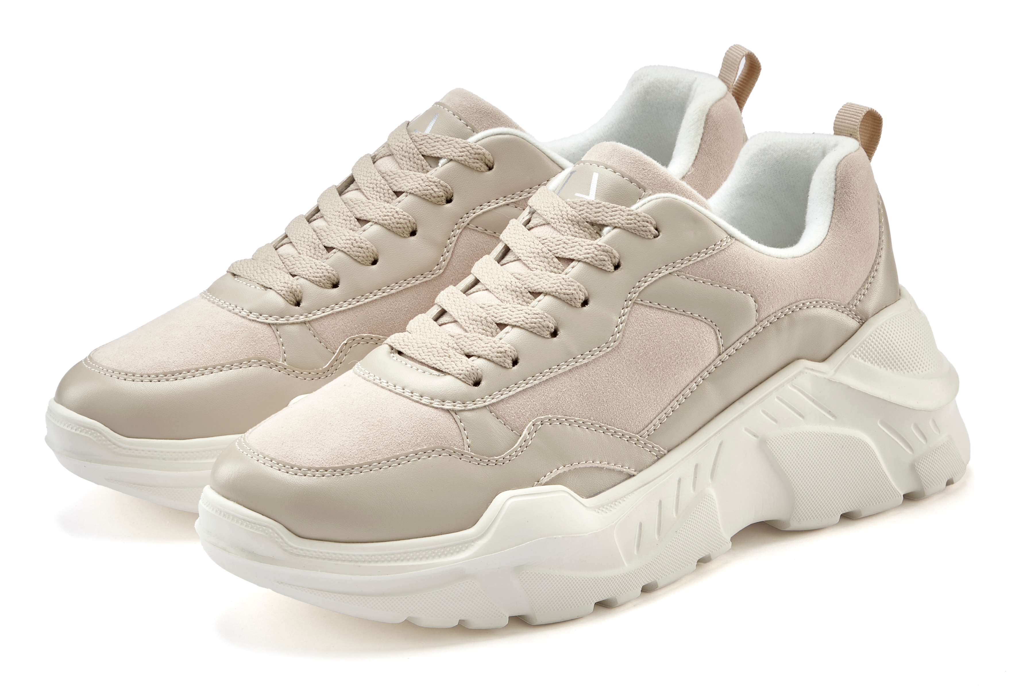 LASCANA Sneaker "Turnschuhe, Halbschuh, Sportschuh, Freizeitschuh, Schnürschuh," mit leichter Chunky Sohle VEGAN