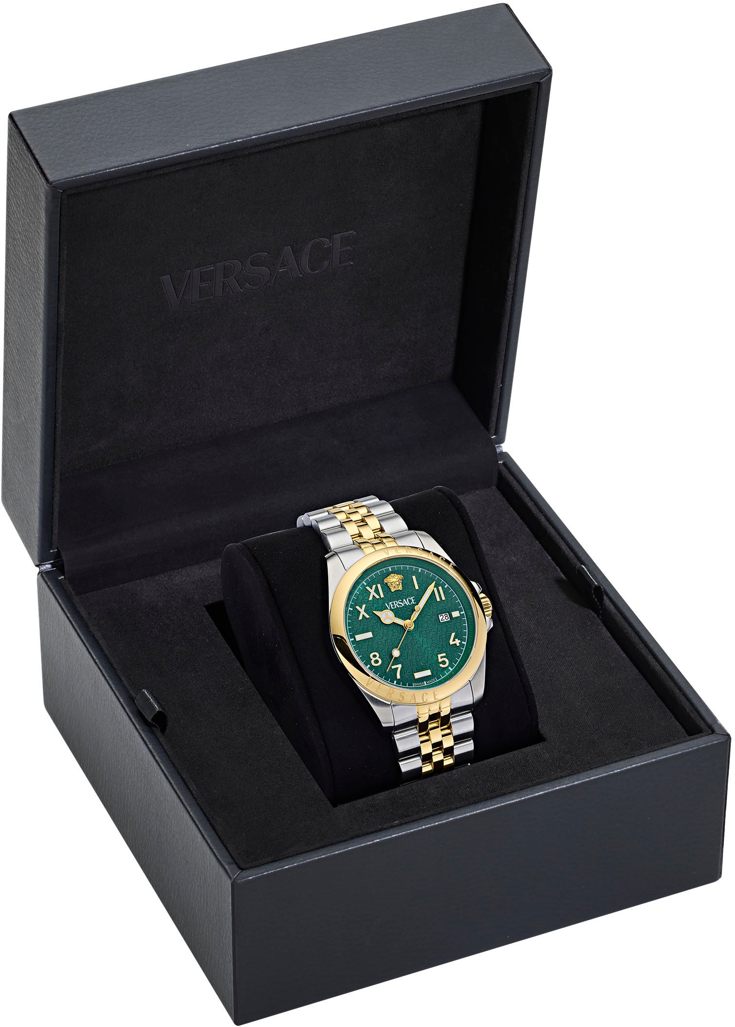 Versace Quarzuhr »VERSACE ANTEO«, Armbanduhr, Herrenuhr, Swiss Made, Saphirglas, Edelstahlarmband, Datum