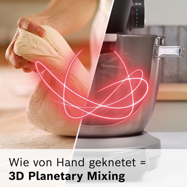 BOSCH Küchenmaschine »Serie 8, 9 Automatikprogramme, integrierte Waage, Timer, 6l Schüssel« Edelstahlschüssel, 3 Rührwerkzeuge spülmaschinenfest, 7 Stufen, 1800 W