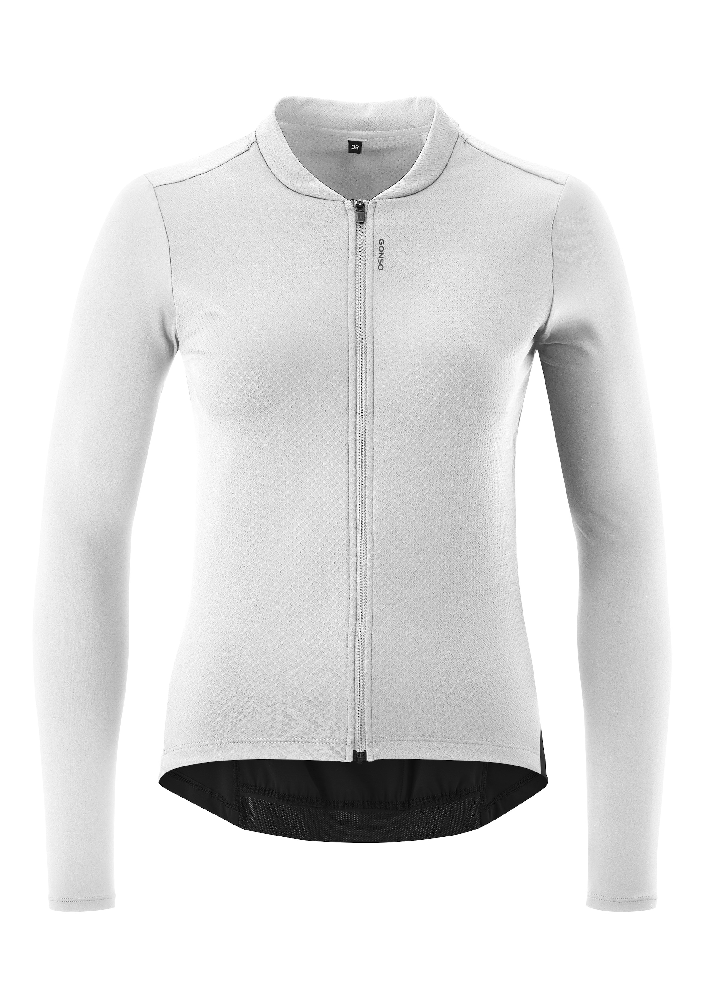 GONSO Damen Radtrikot "SITIVO Jersey Longsleeve W", weiß, Gr. 44, 80% Polyester, 15% Elasthan, 5% Polyamid, Trikots, Damen Fahrradtrikot langarm,