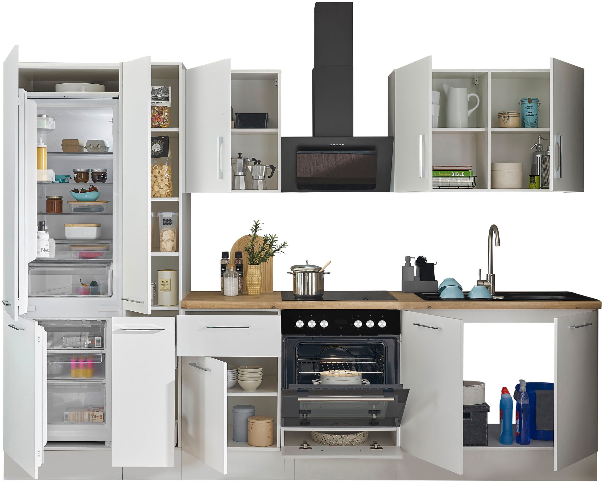 BASIC by Balculina Küchenzeile »Turin«, Breite 300 cm, wahlweise mit E-Geräten