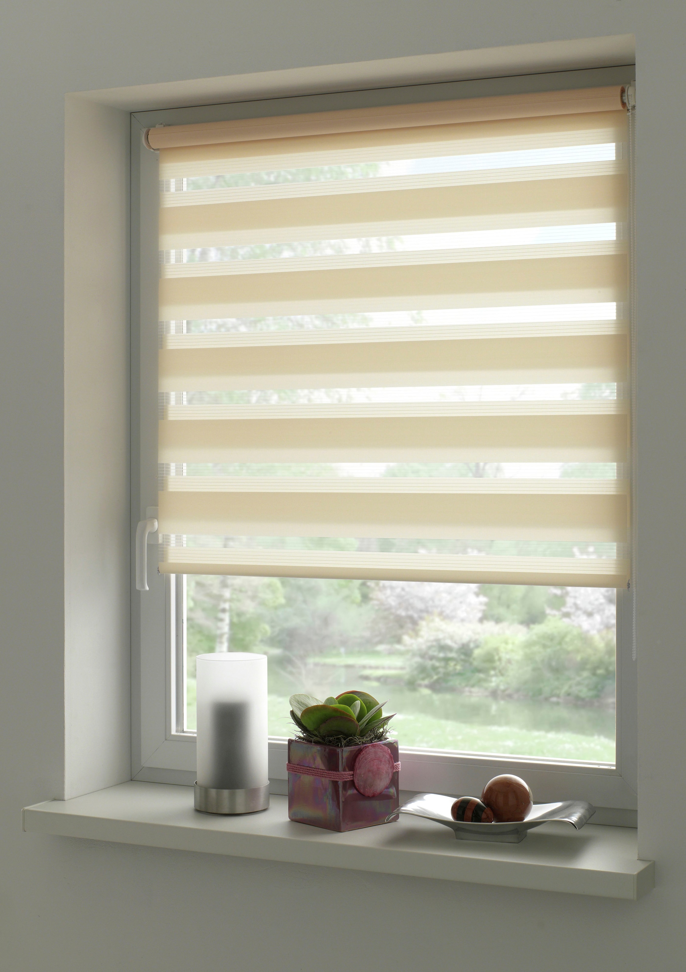 Gardinia Exklusiv Doppelrollo "EASYFIX" transparent Sichtschutz mit Bohren günstig online kaufen