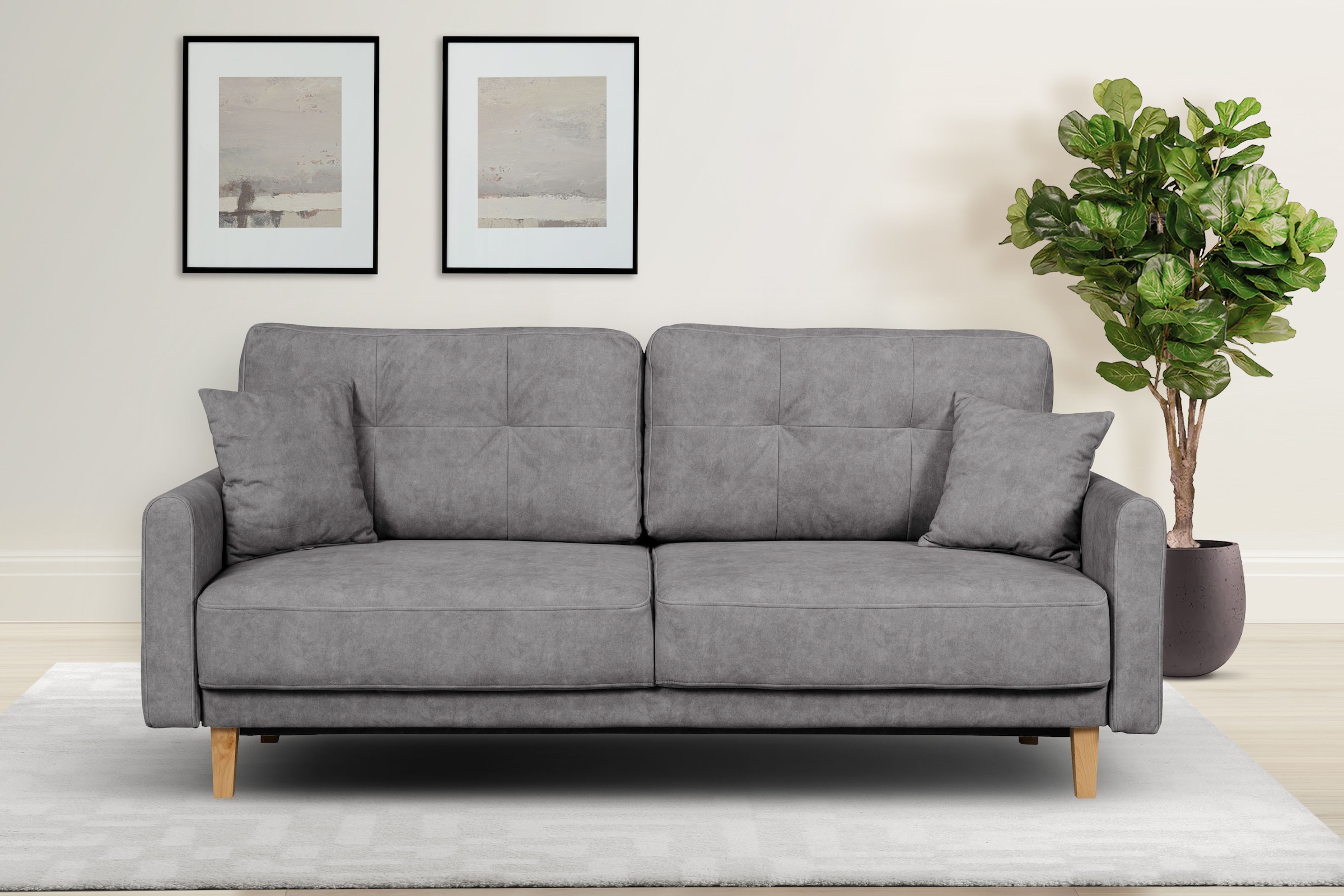 OTTO home 2-Sitzer "TRIPLO mit Wellenunterfederung, Maße B/T/H: 165/100/89 cm" Sofa mit Steppung im Rückenbereich, incl. Rückenkissen und Zierkissen