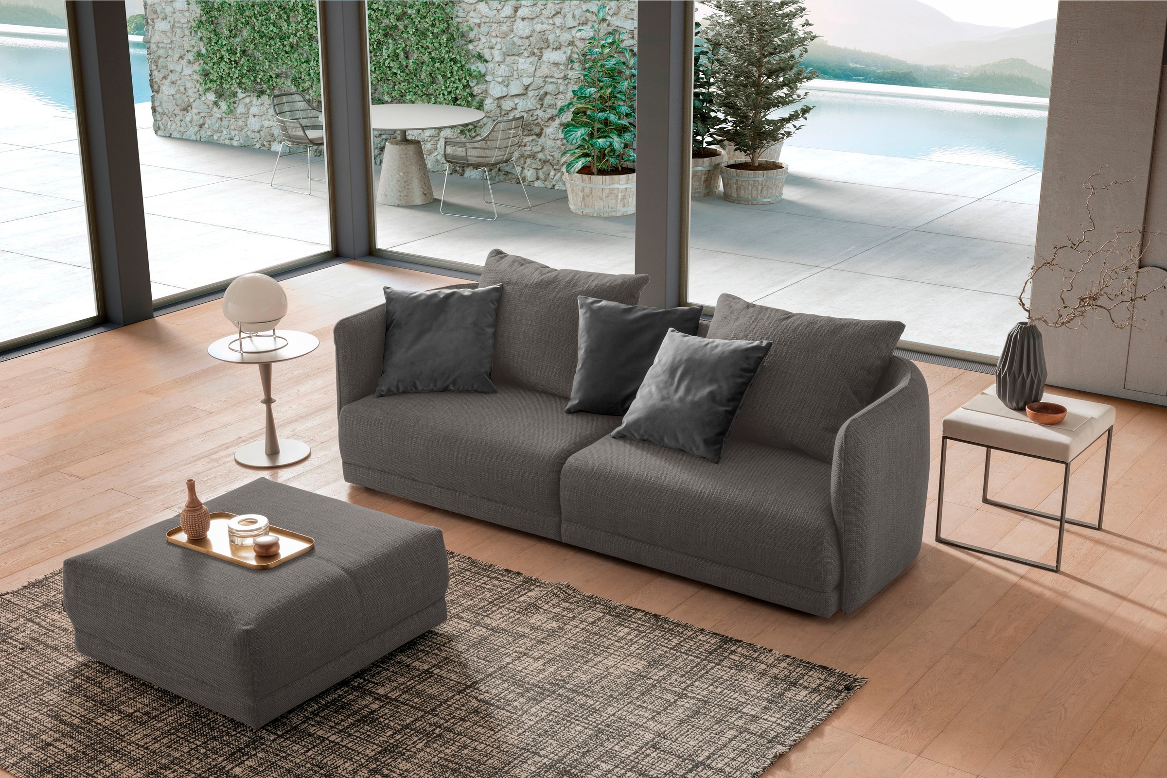 designwerk Big-Sofa »New York, Design trifft hohen Sitzkomfort,«, Breite 253 cm, mit schmaler Arm- und Rückenlehne