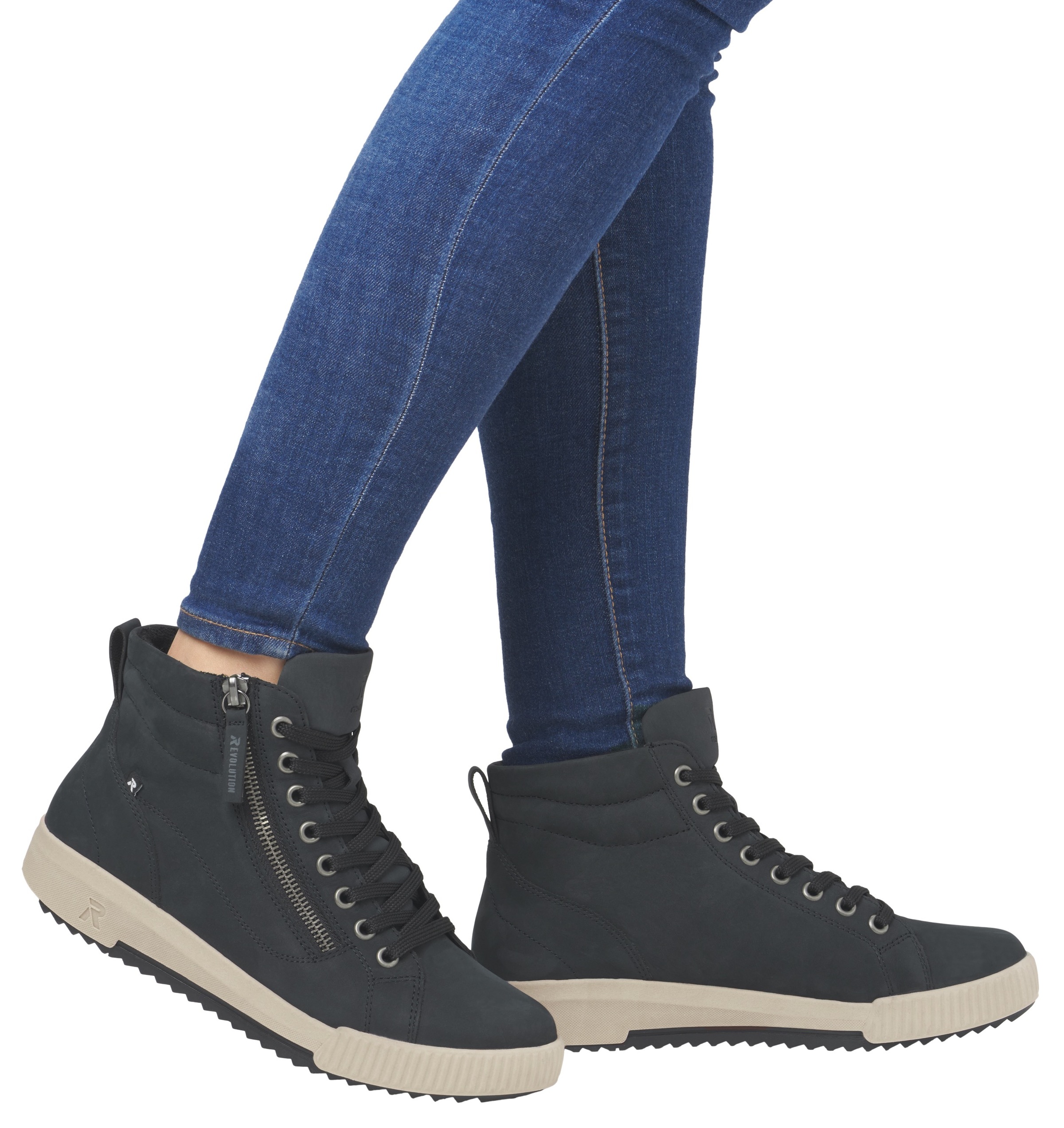RIEKER Sport Schnürboots, Stiefelette, High Top Sneaker, Freizeitboots mit Reißverschluss