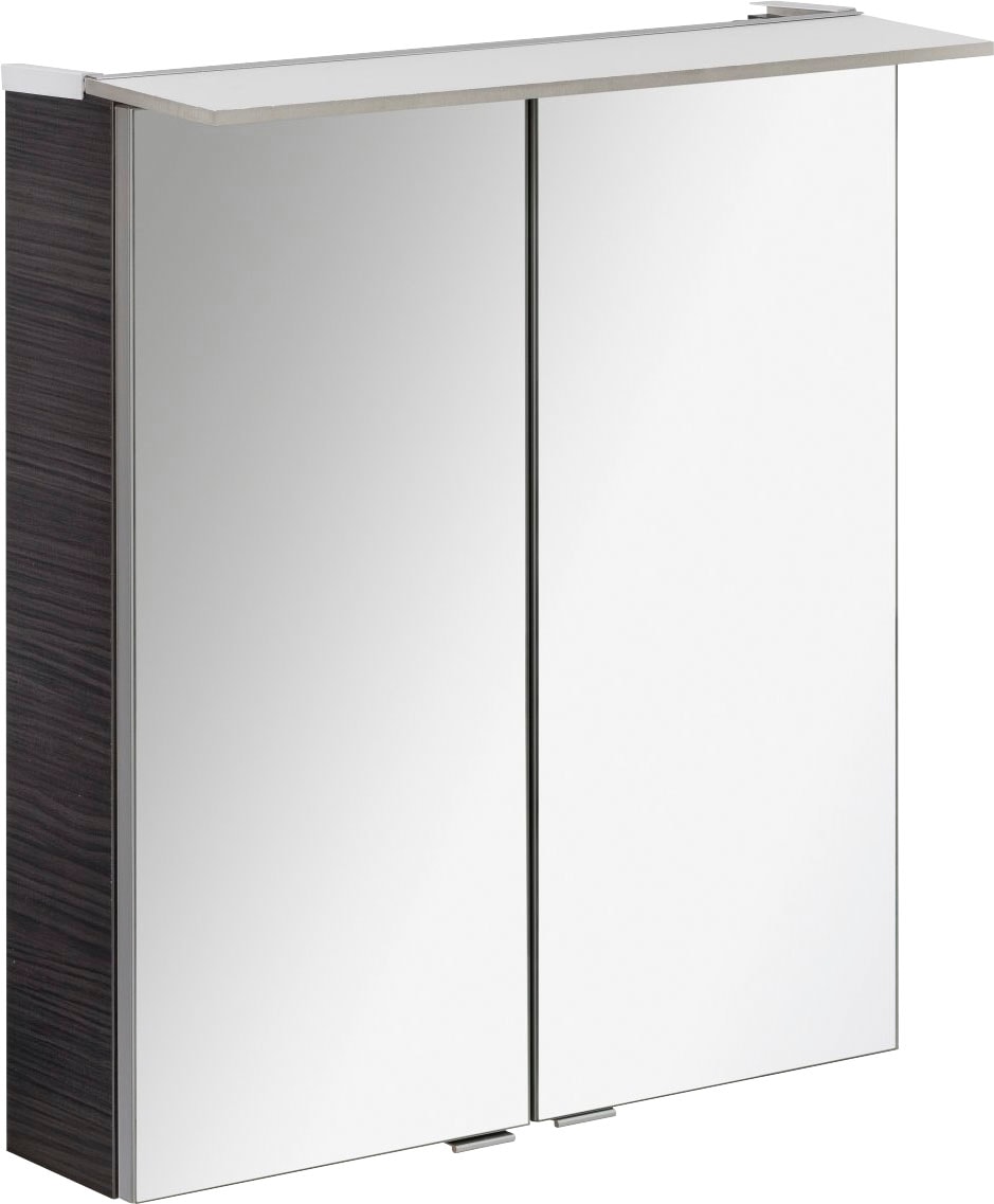 FACKELMANN Spiegelschrank "PE 60 - Dark-Oak", Badmöbel Breite 60 cm, 2 Türen