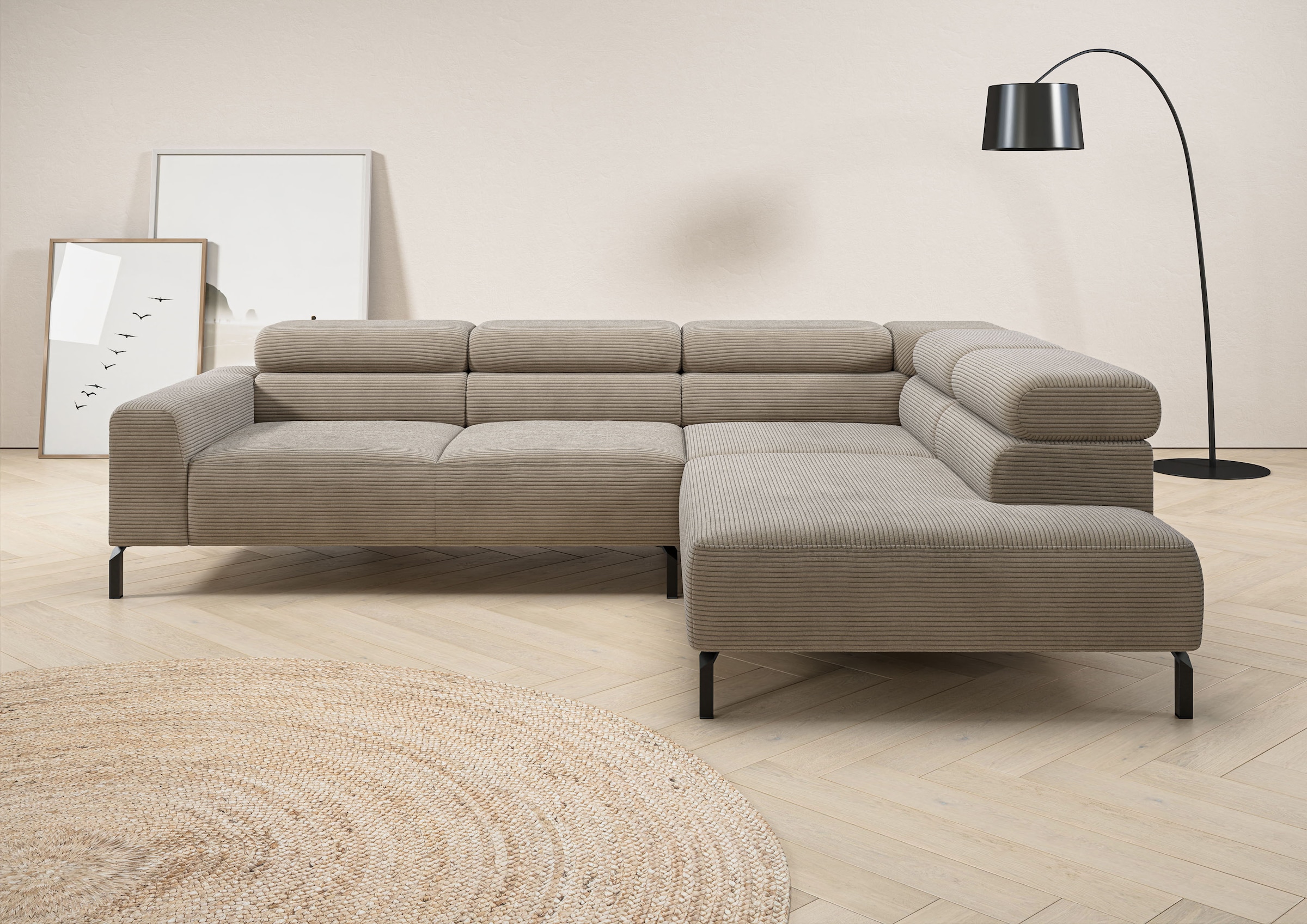 Places of Style Ecksofa "Antonelli, L-Form, inkl. Kopfteilverstellung, Brei günstig online kaufen