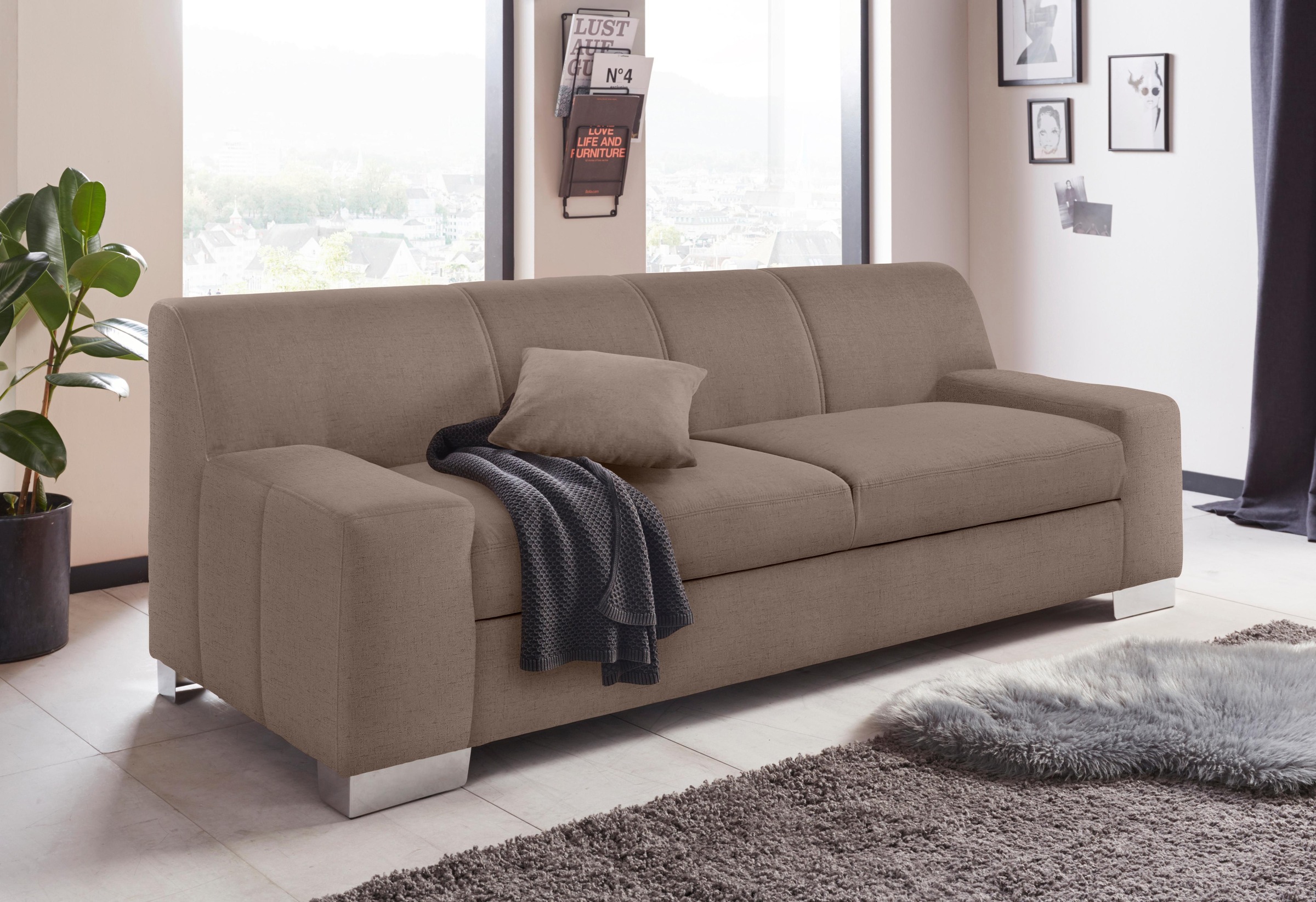 DOMO collection 2,5-Sitzer "Bero, elegant und zeitlos, kubisch, flache Arml günstig online kaufen