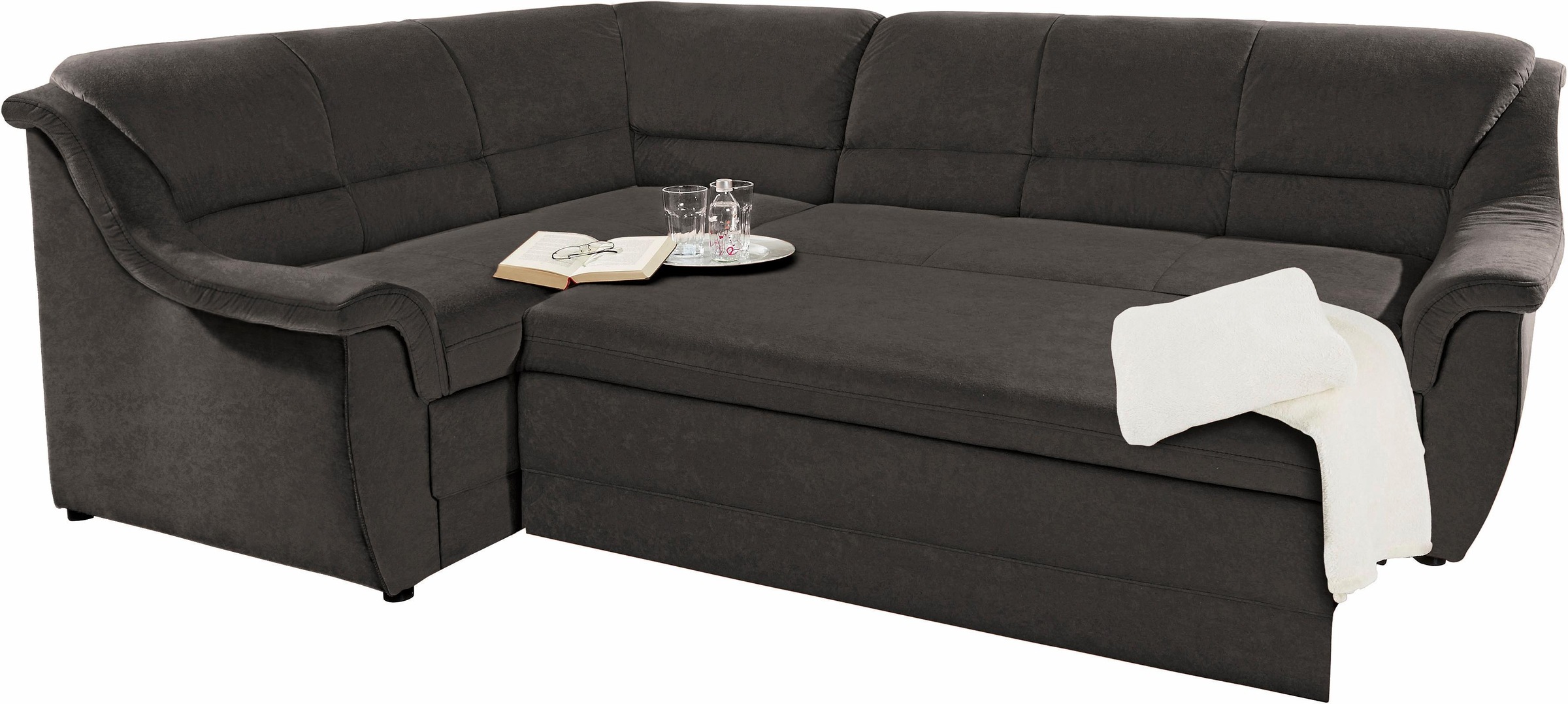 DOMO collection Ecksofa »Lale zeitlose Formensprache, komfortabel, L-Form«, mit langem Schenkel, wahlweise mit Bettfunktion