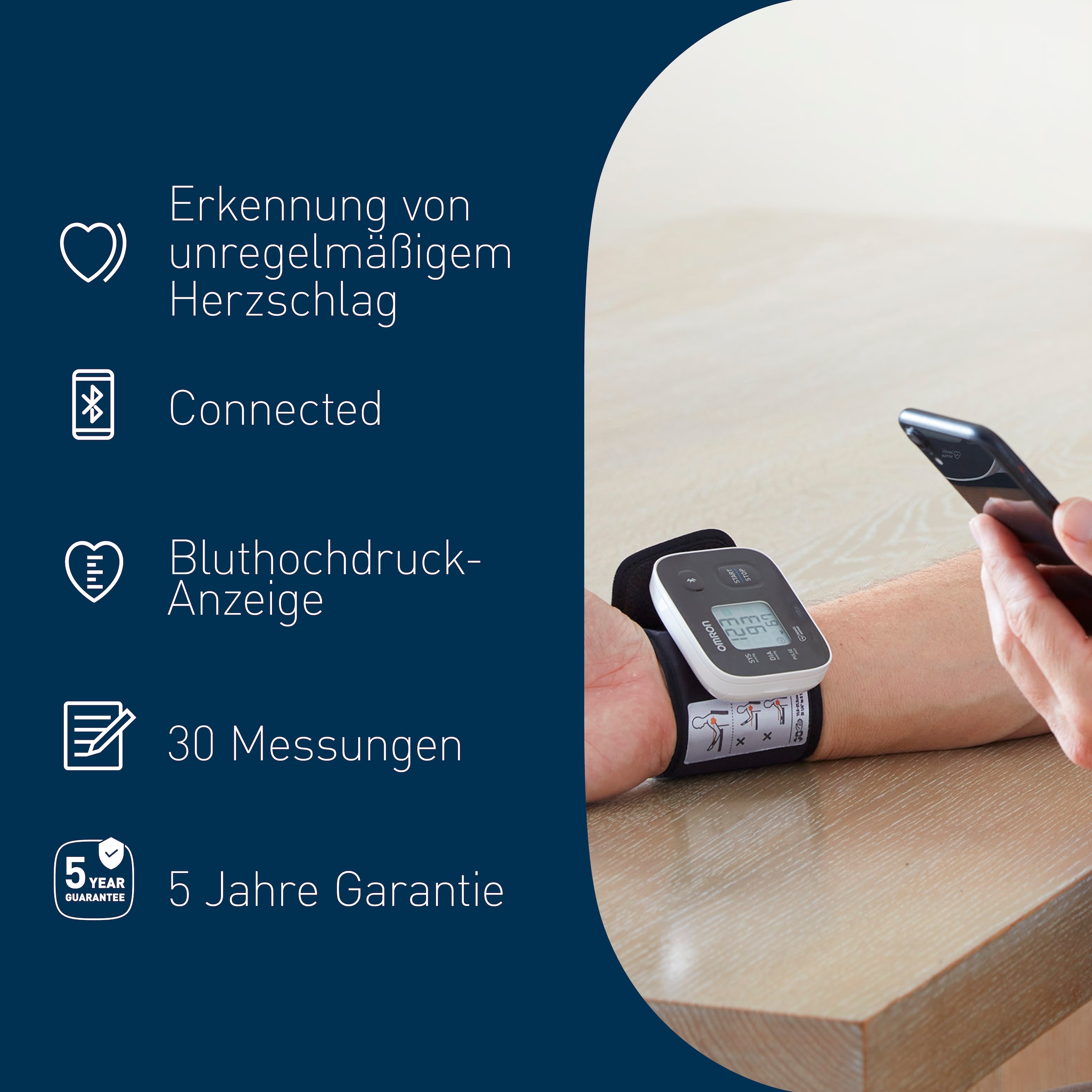Omron Handgelenk-Blutdruckmessgerät »RS3 Intelli IT digitales Handgelenk-Blutdruckmessgerät« klinisch validiert, mit kostenloser Smartphone App OMRON connect