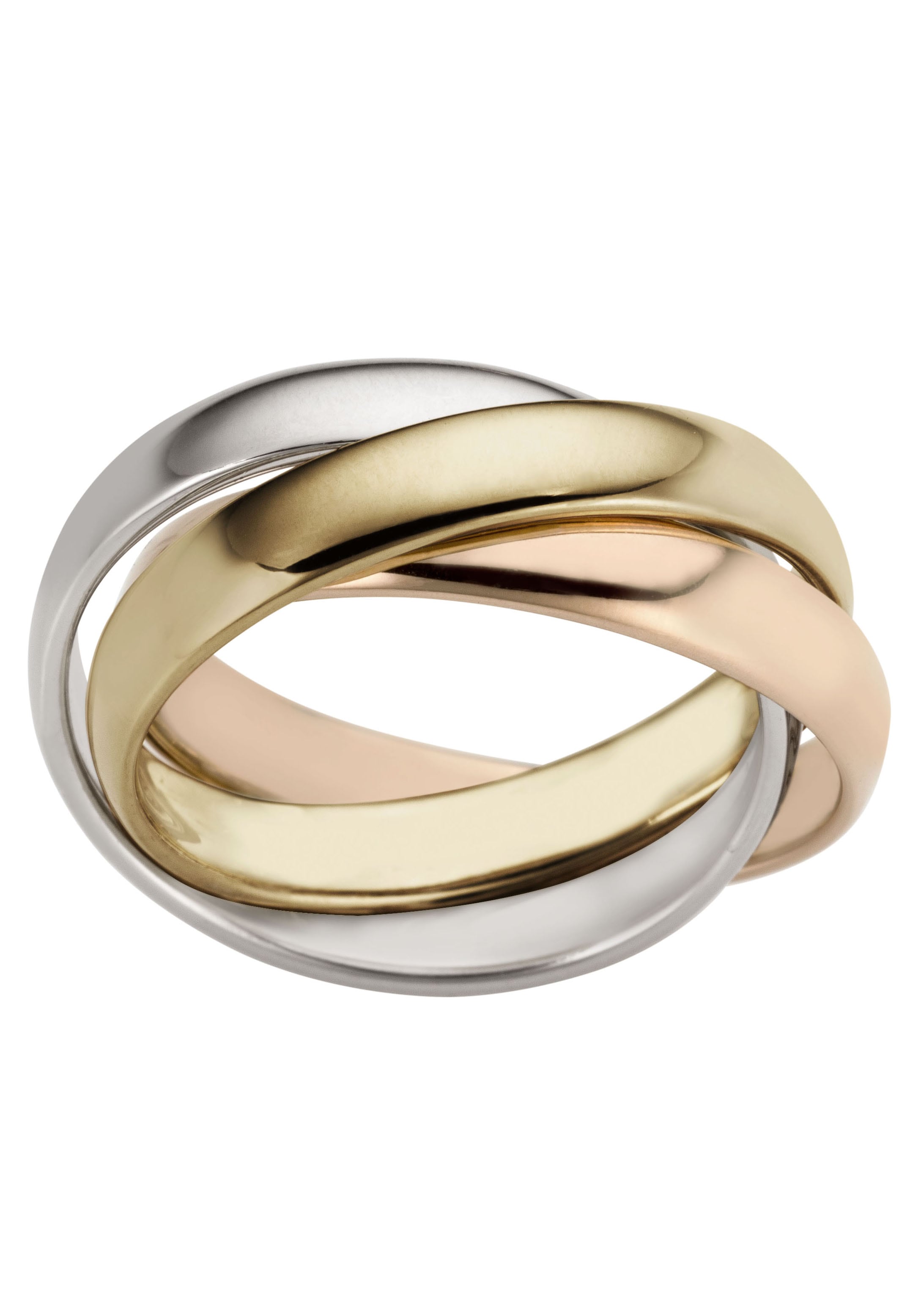 Firetti Goldring »Schmuck Geschenk Gold 585, Tricolor-Optik, massiv«