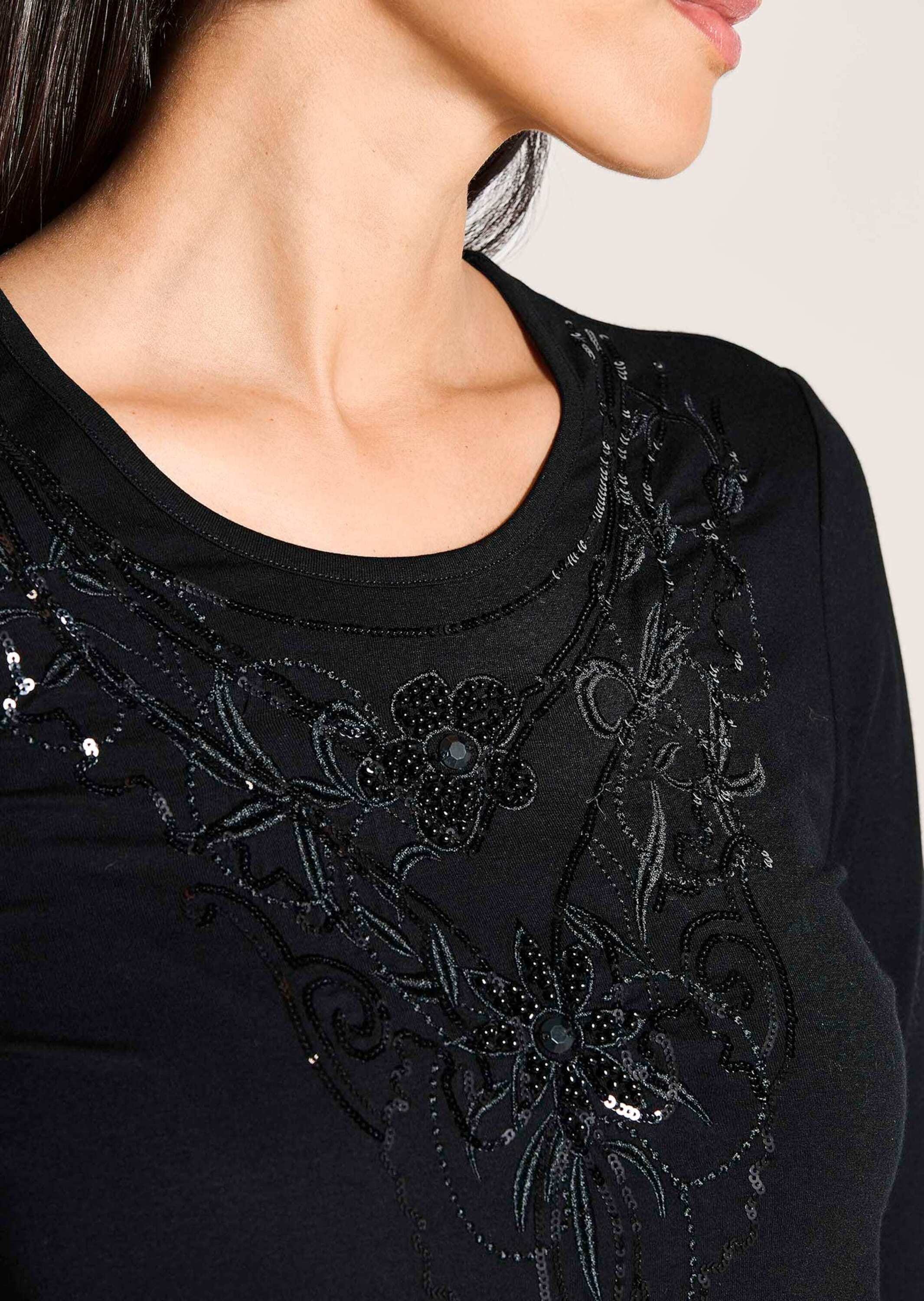 MADELEINE T-Shirt »Glanzshirt Funkelndes Oberteil mit Ziersteinen«