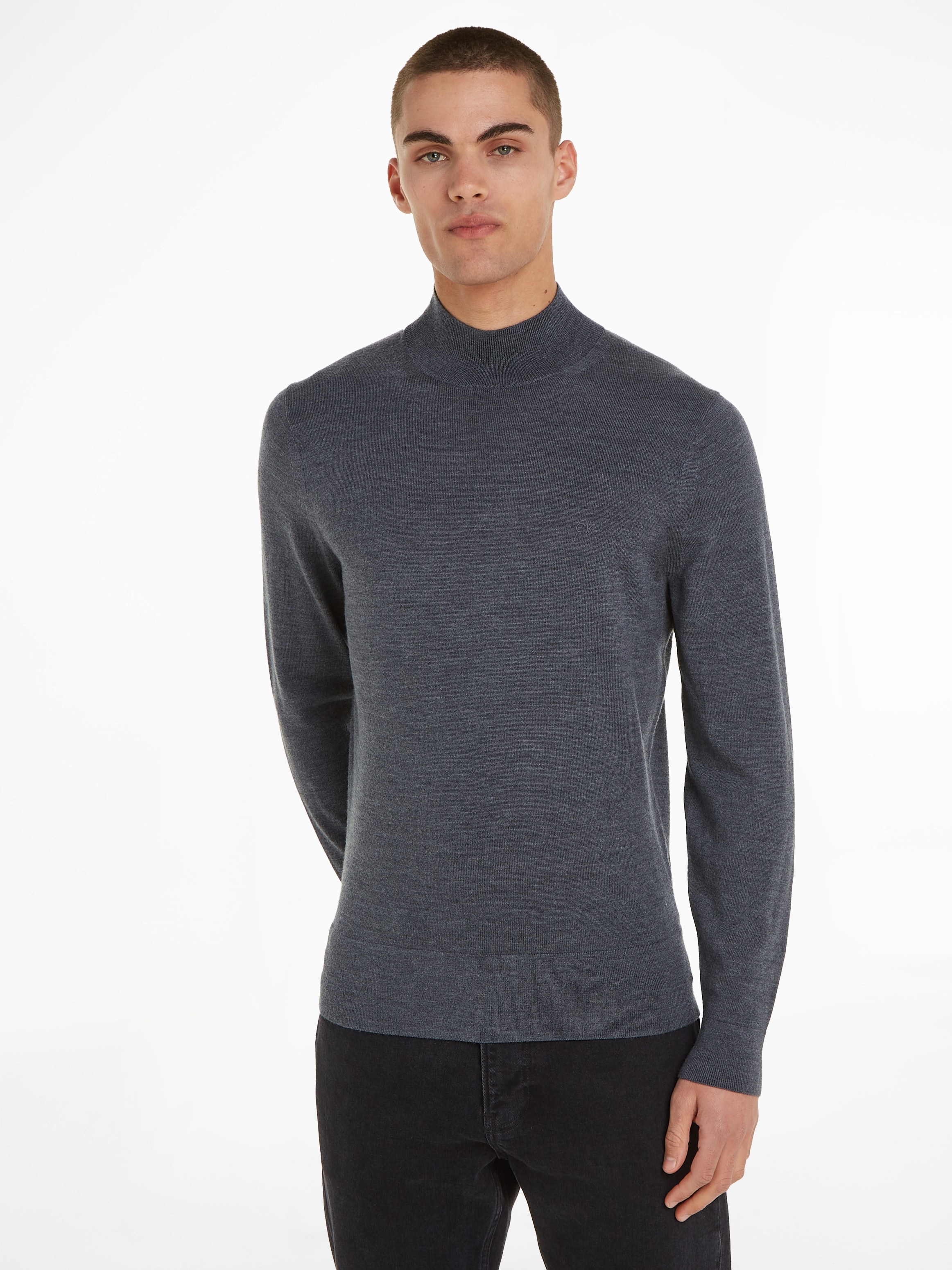 Calvin Klein Rollkragenpullover "MERINO MOCK NECK SWEATER", mit Markenlabel