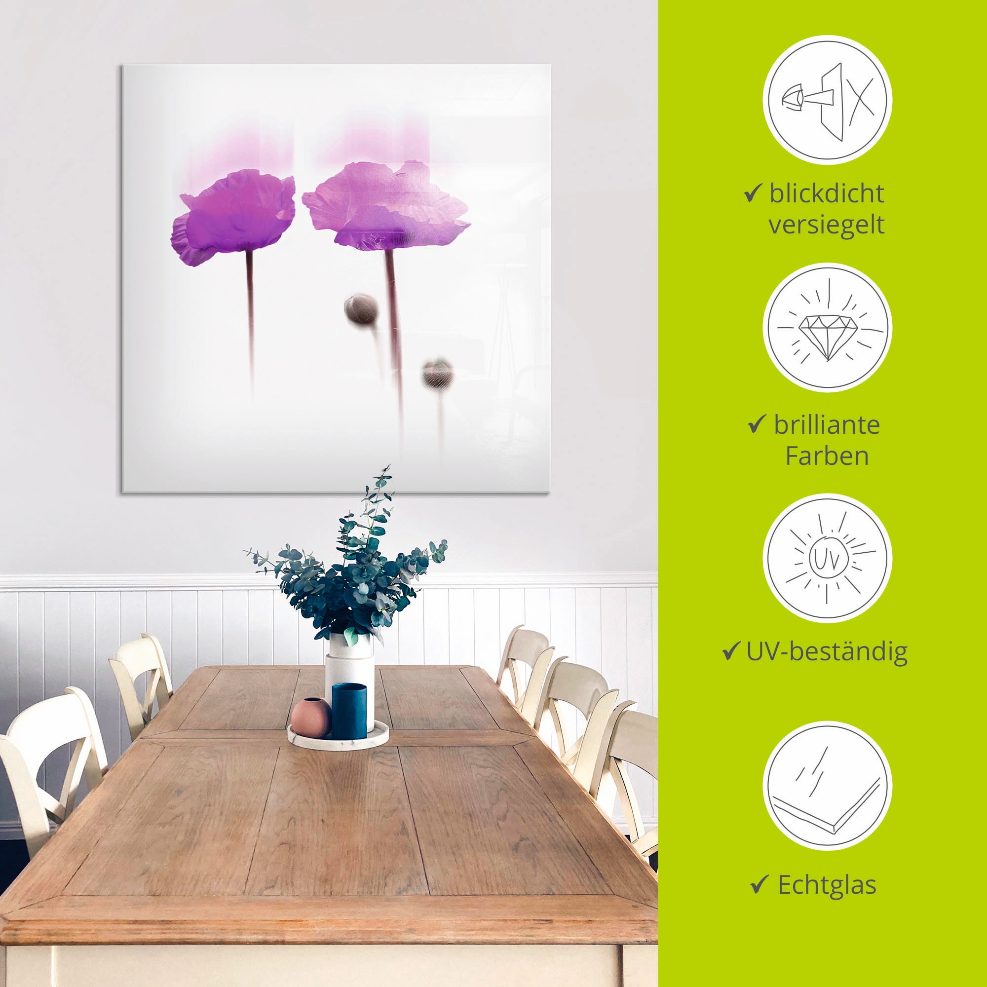 Artland Glasbild »Blüte abstrakt I«, Blumen, (1 St.), in verschiedenen Größen
