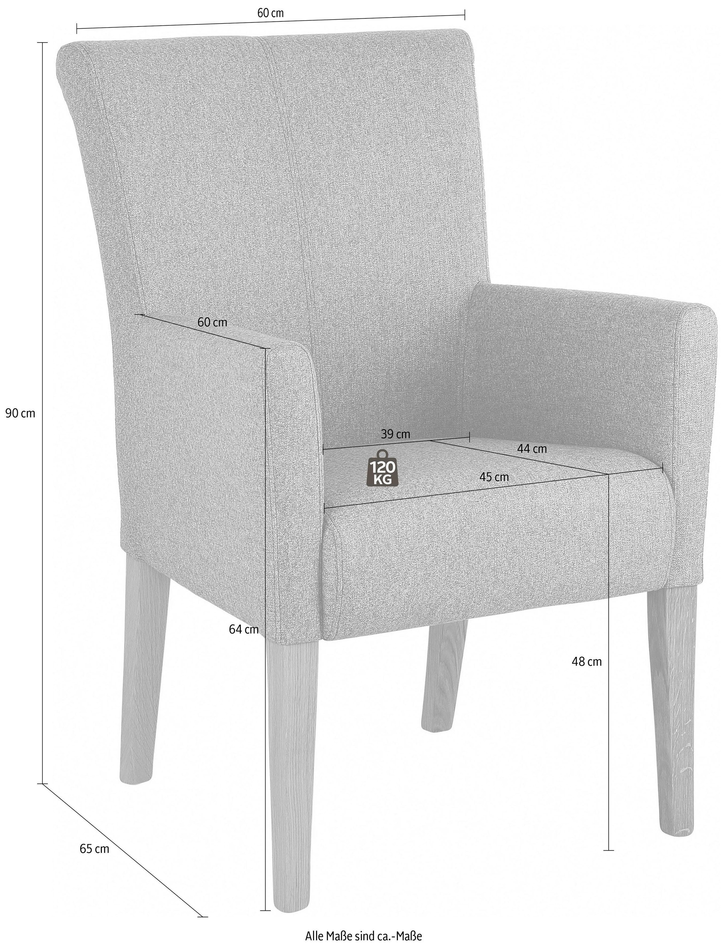 Esszimmerstuhl HOME AFFAIRE "King", grau (grau, buche wenge), B:60cm H:92cm T:65cm, 100% Polyester, Stühle, Esszimmerstuhl, Polsterstuhl, Armlehnstuhl, Gestell Massivholz 2