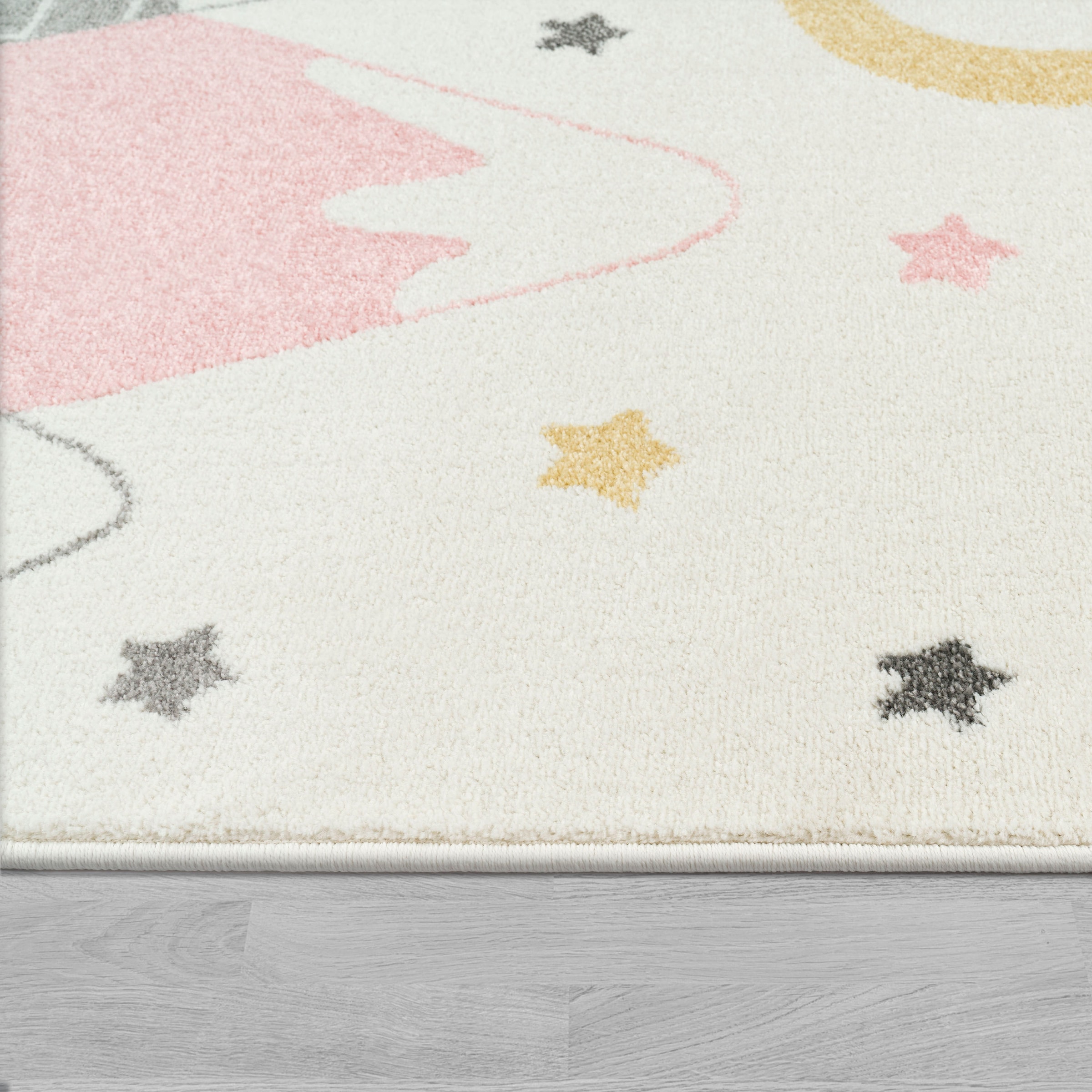 Paco Home Kinderteppich »Nino 886«, rechteckig, 13 mm Höhe, Kurzflor, Spielteppich, Motiv Berge & Sterne, Pastell-Farben