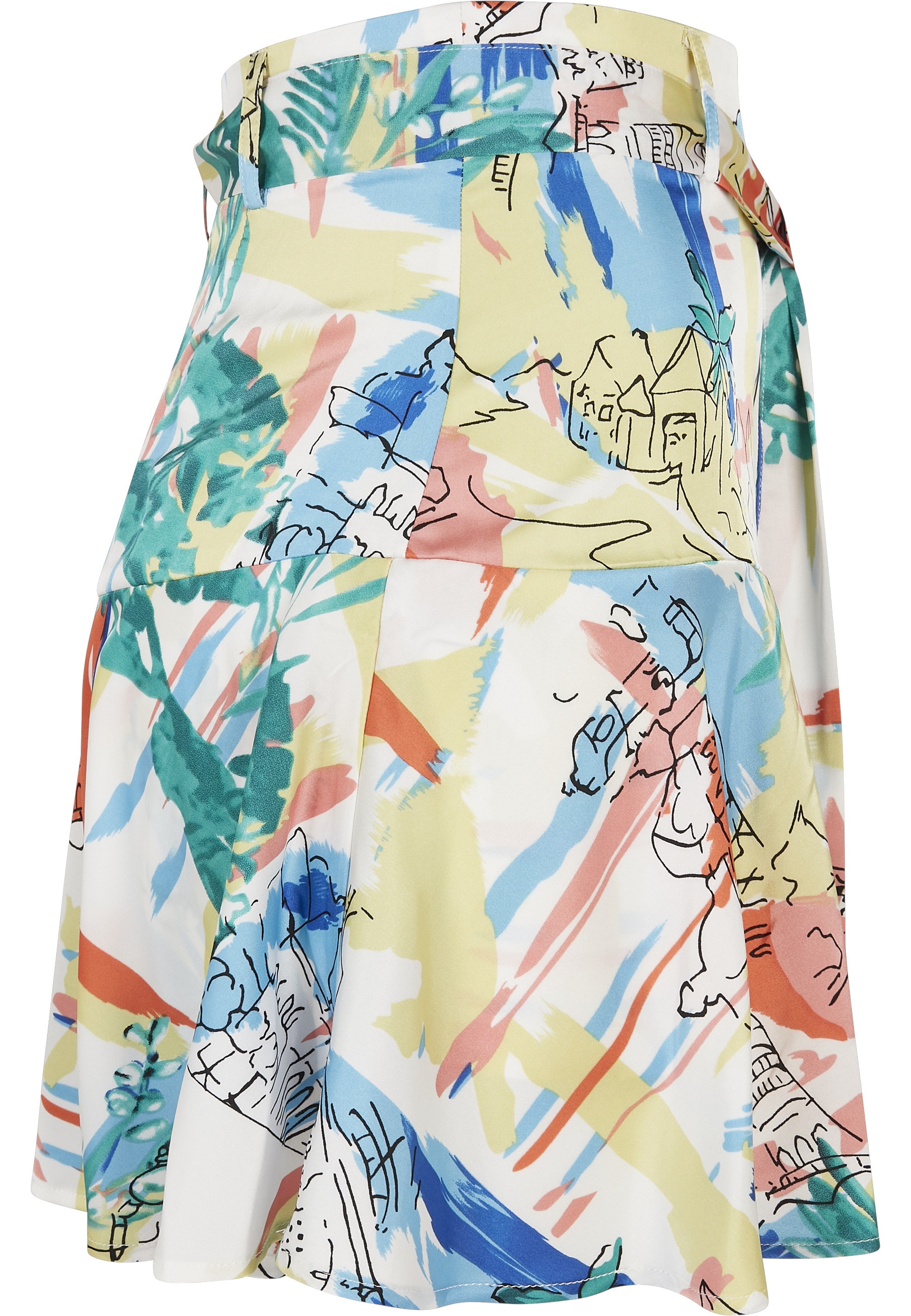 URBAN CLASSICS Sommerrock »Urban Classics Damen Ladies AOP Satin Mini Skirt« 1 Stk.