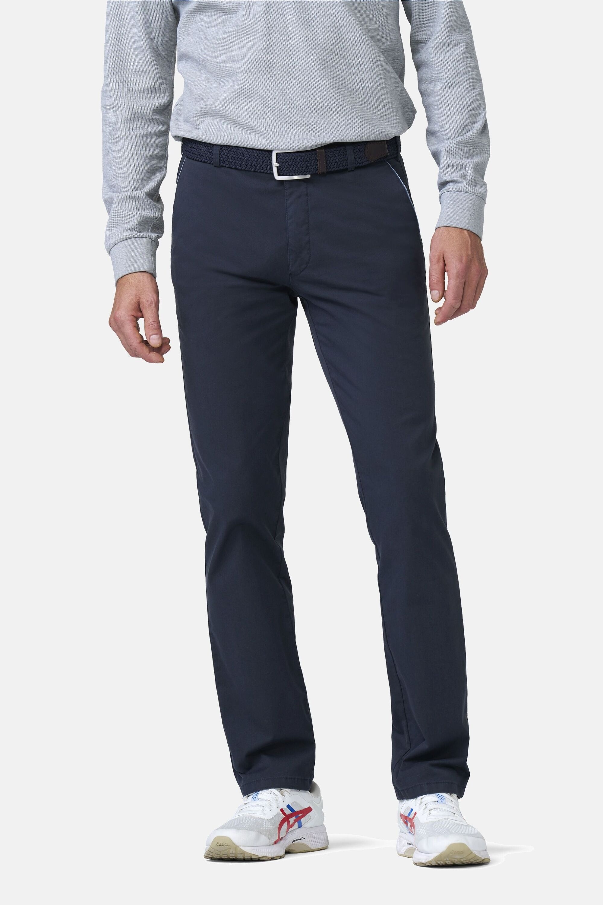 Chinos MEYER "New York 1-5074", Herren, Gr. 48, Normalgrößen, marine, 98% Baumwolle, 2% Elasthan, unifarben, regular fit lang, Hosen