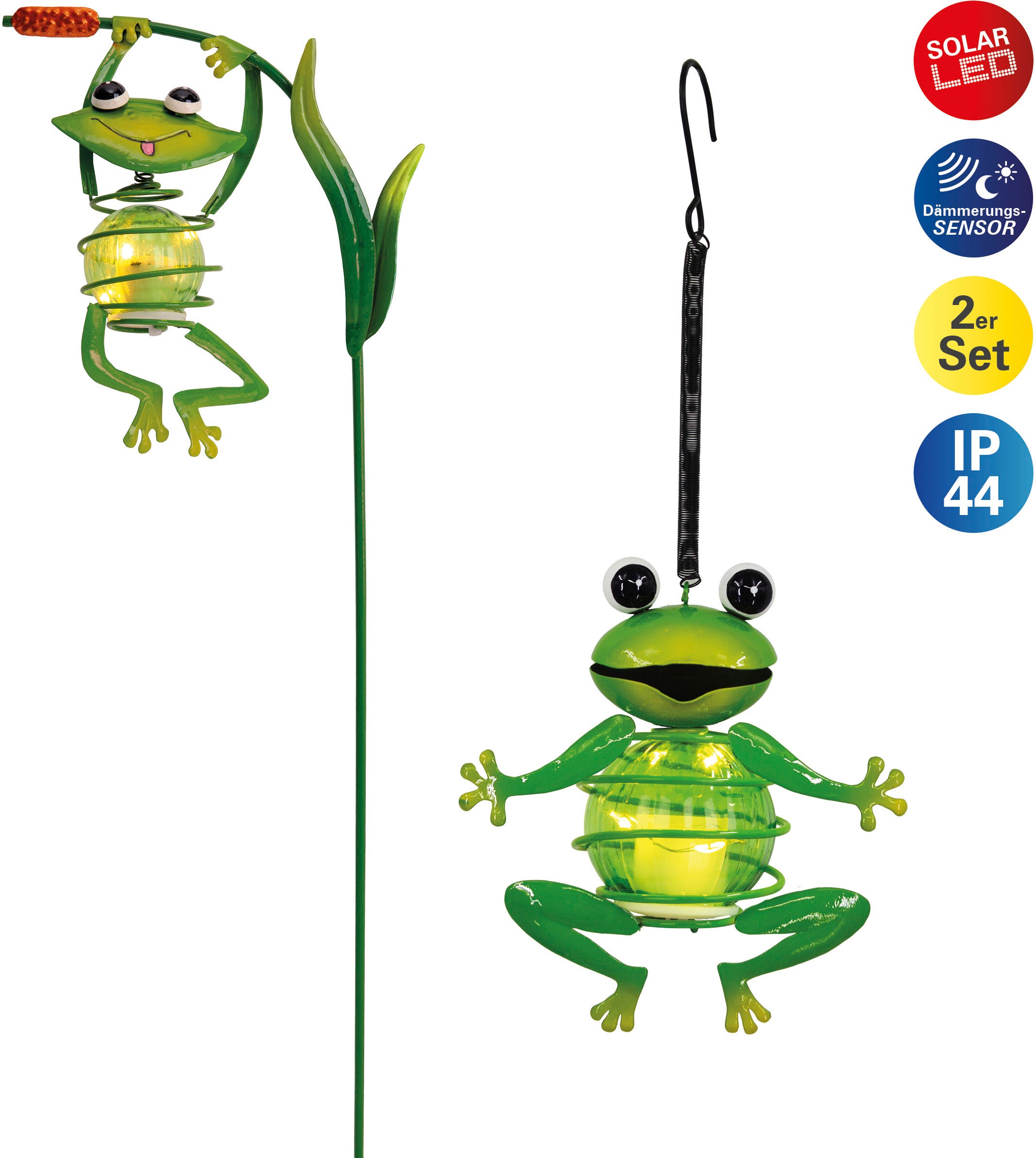 näve LED Dekofigur "FROSCH", 2 flammig, Inkl. Dämmerungssensor