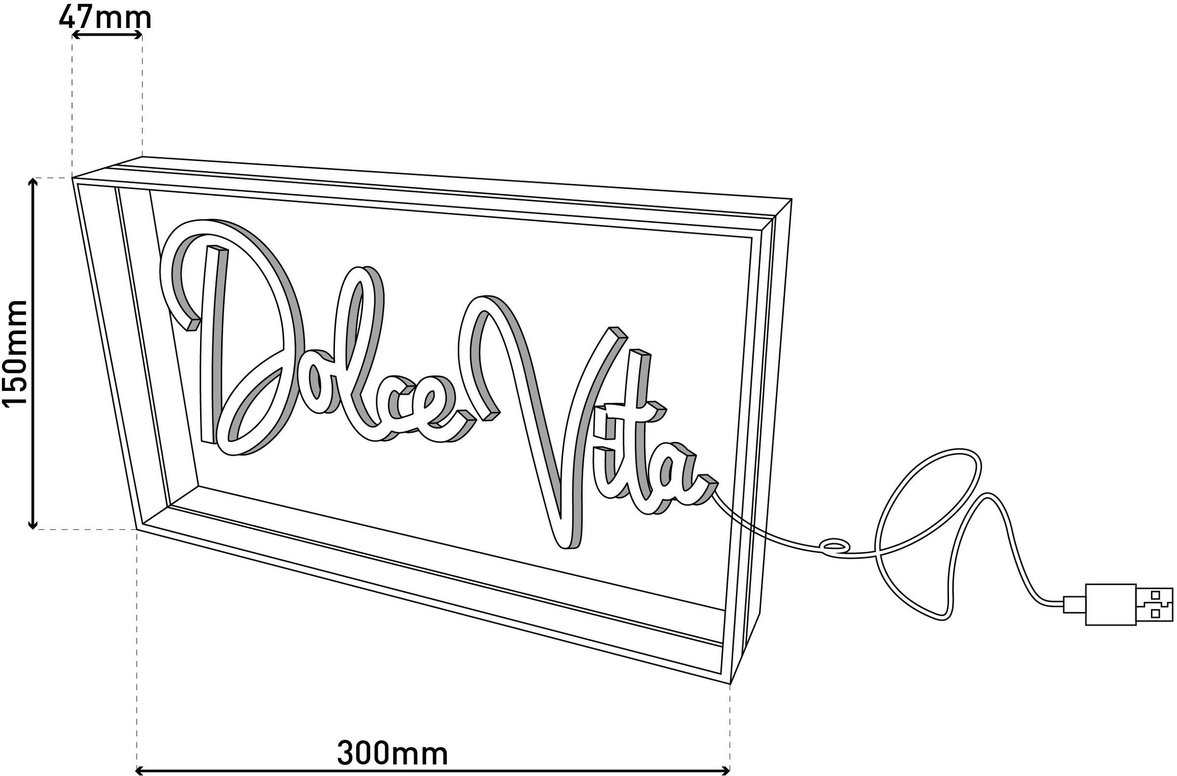 näve LED Dekolicht »DOLCE VITA«, 1 flammig, Leuchtmittel LED-Modul | LED fest integriert, Schriftzug beleuchtet blau rot, Tisch- Wandfunktion, transparent, USB
