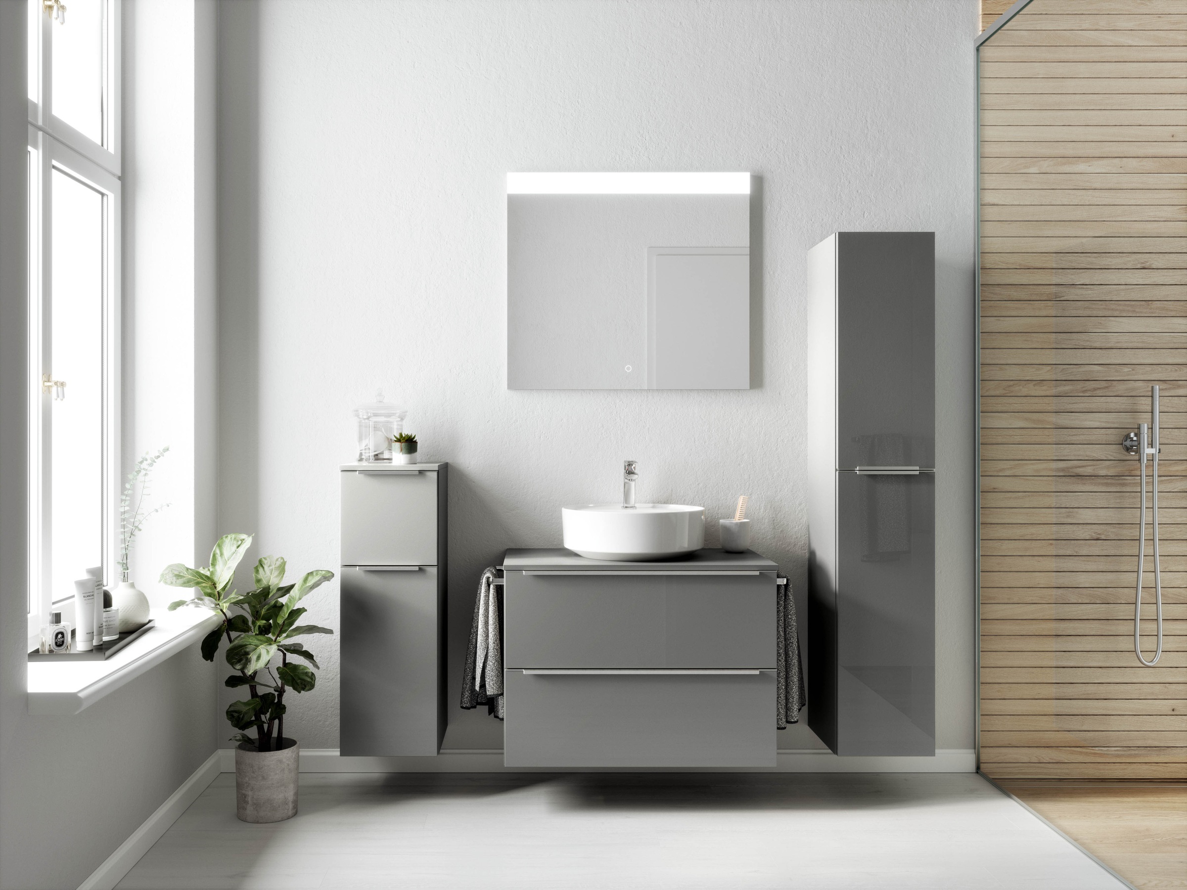 nobilia Badmöbel-Set, (2 St., vormontiert, mit Soft-Close), Hochglanz, inkl günstig online kaufen