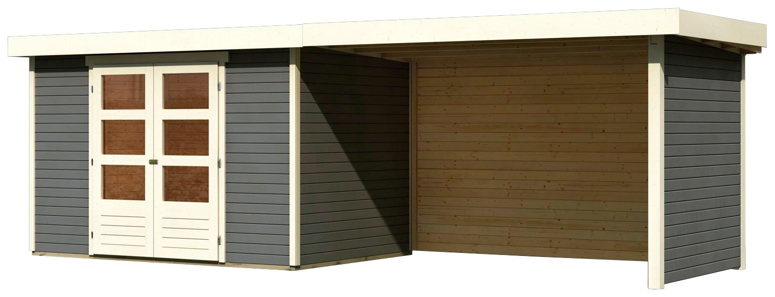Karibu Gartenhaus »Askola 4«, mit Anbaudach, Seiten- und Rückwand