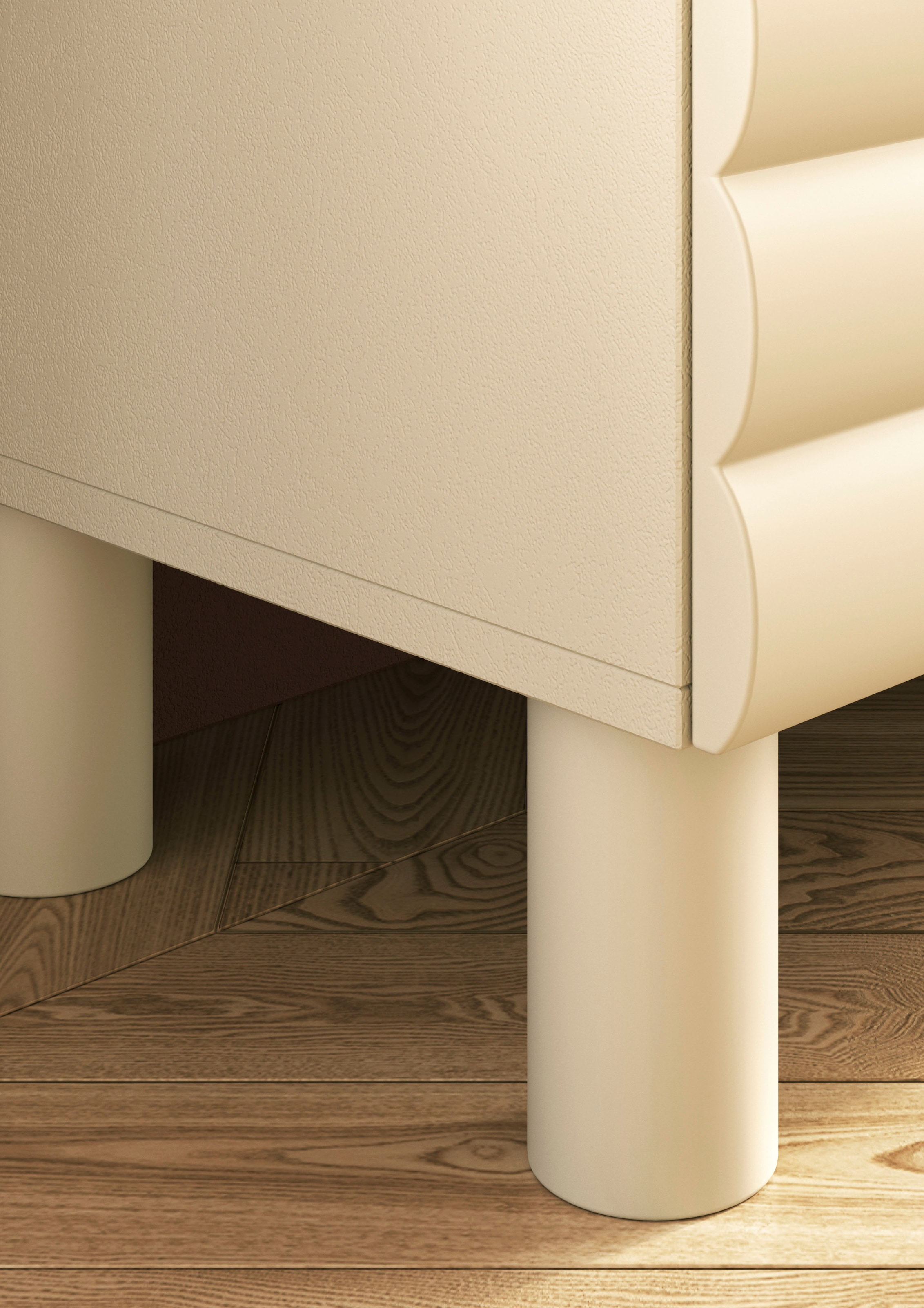 OTTO home Sideboard »Adria, 202 cm breit, 4 Türen, Anrichte, Kommode, Stauraumschrank« Korpus Talco Spatolato, MDF-Fronten in 3D-Design, viel Stauraum