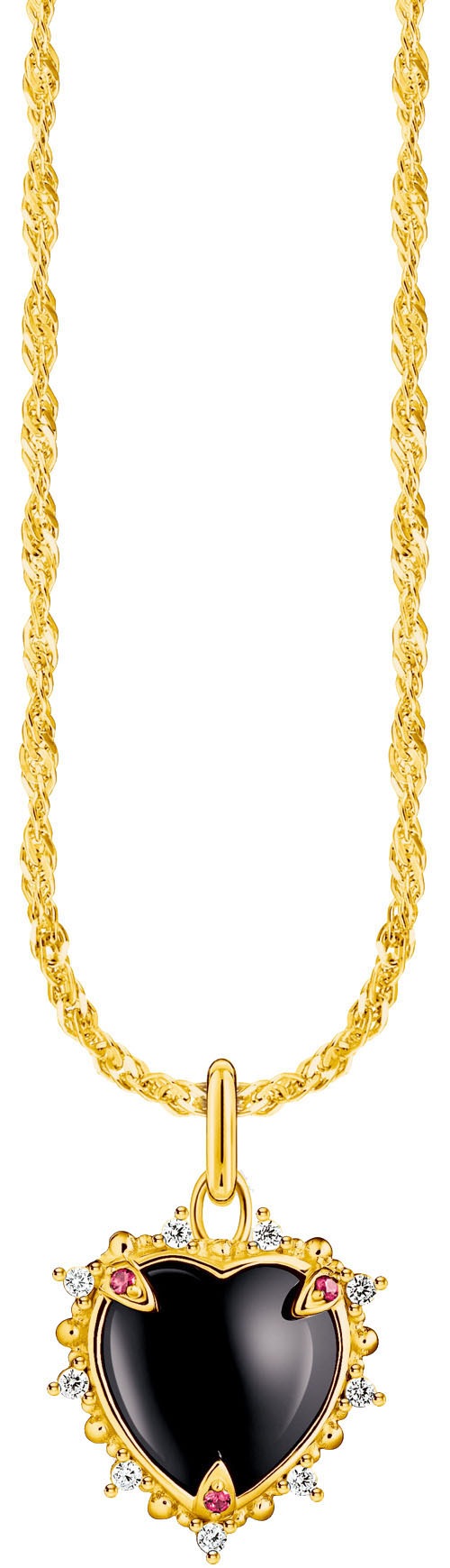 THOMAS SABO Kette mit Anhänger »Heart Romance, KE2297-643-11-L45V, KE2297-995-11-L45V«, mit Zirkonia (synth.), Saphir (synth.)