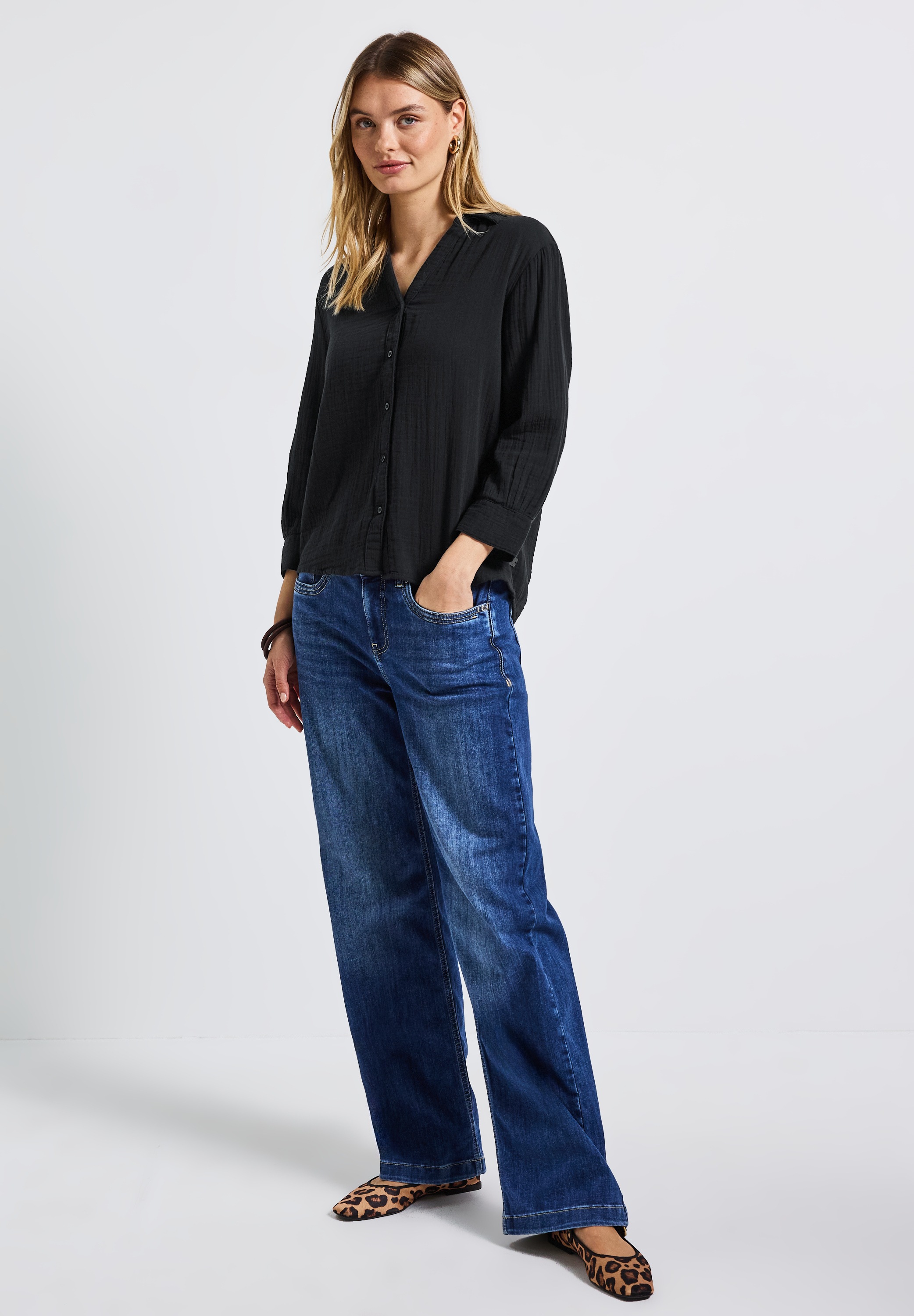 STREET ONE Hemdbluse, aus reiner Baumwolle