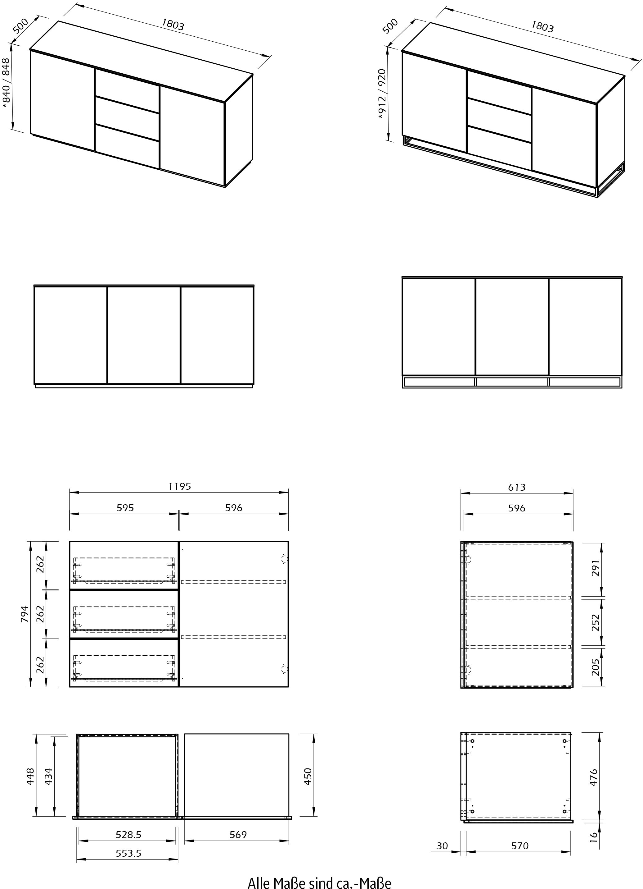 TemaHome Sideboard »Join«, Kommode mit viel Stauraum, Breite 120 cm
